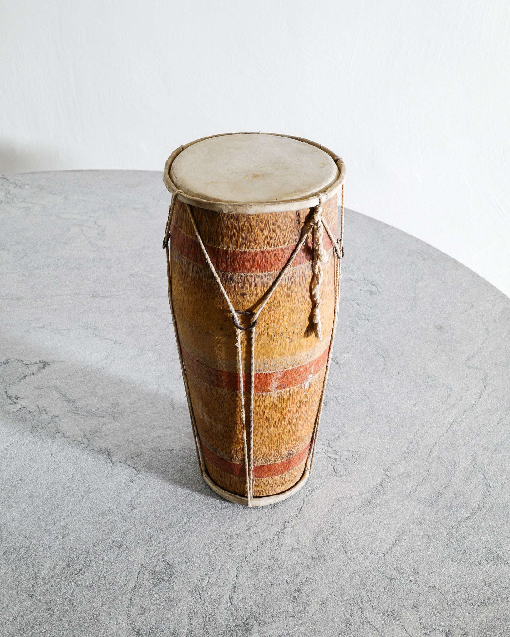 WOODEN TRIBAL DRUM, EARLY 1900s