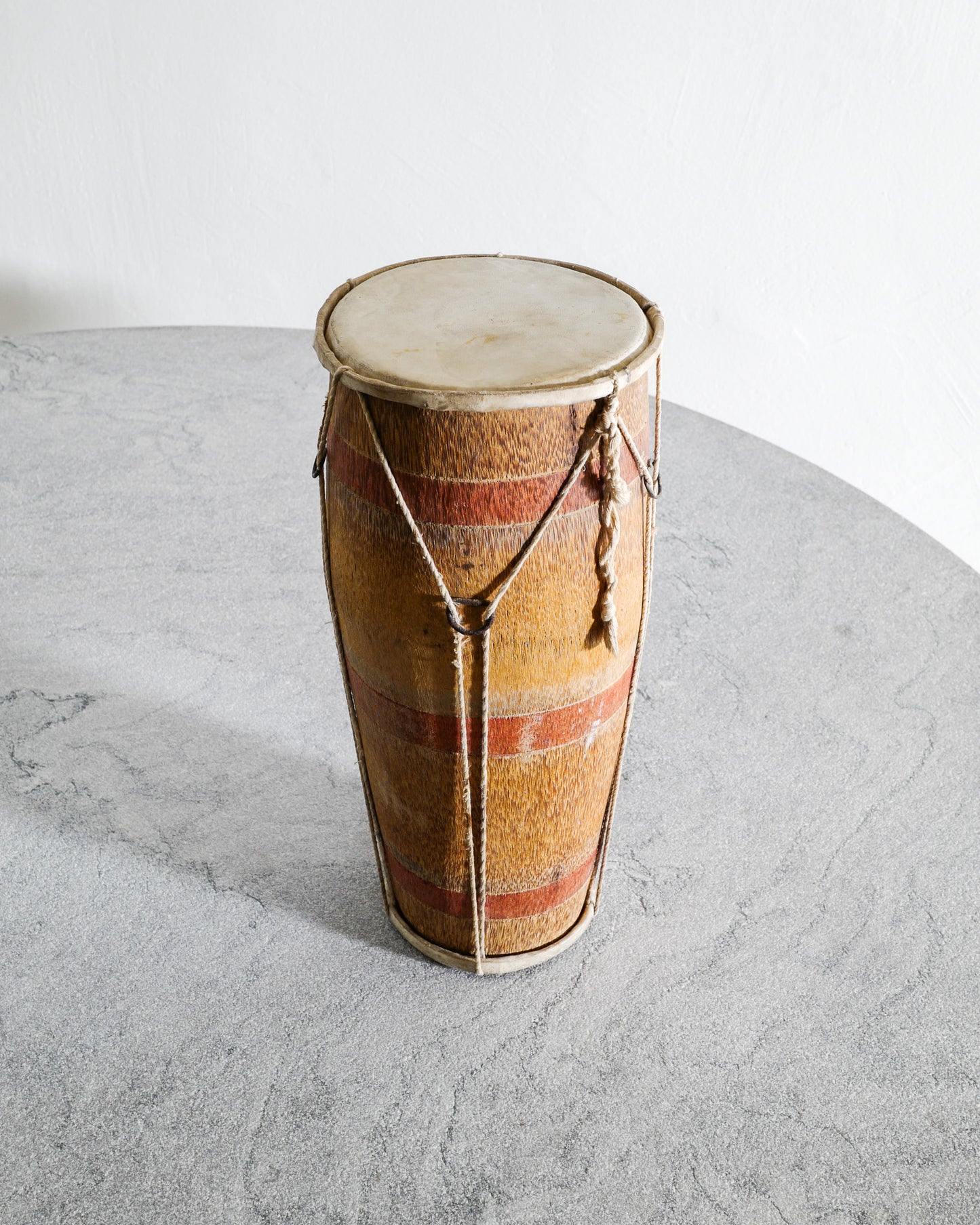 WOODEN TRIBAL DRUM, EARLY 1900s