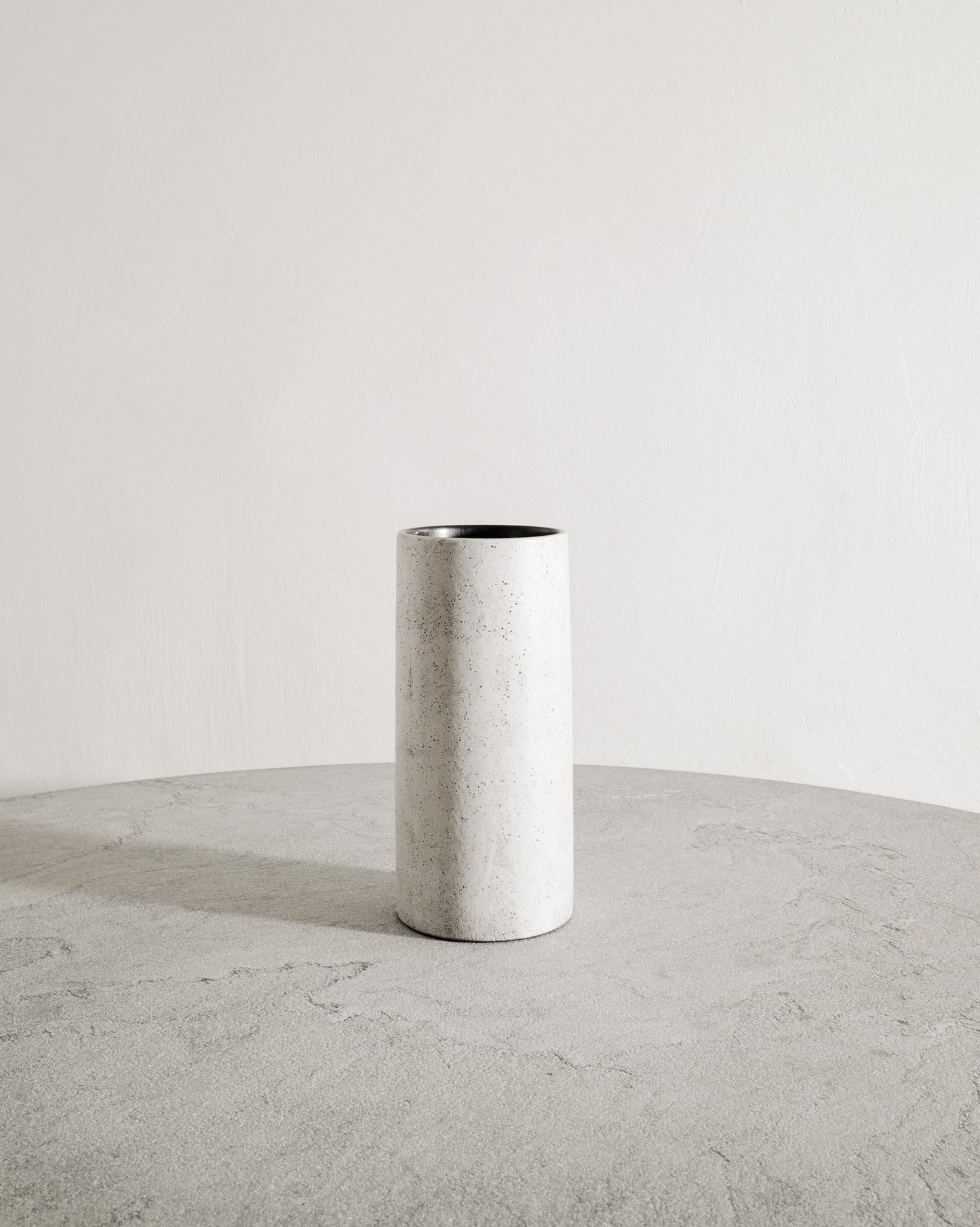GEORGES JOUVE WHITE CYLINDER VASE, 1950s