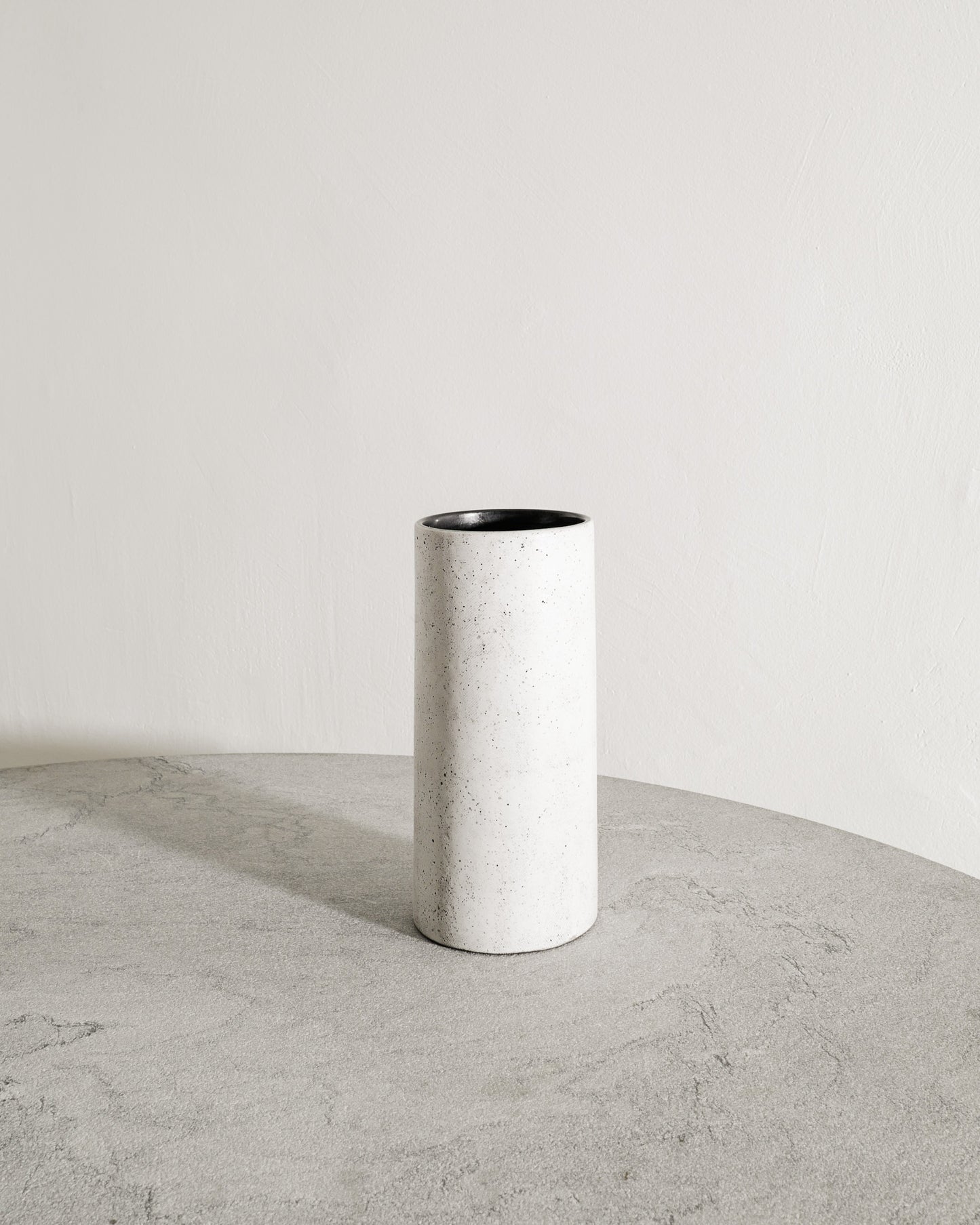 GEORGES JOUVE WHITE CYLINDER VASE, 1950s