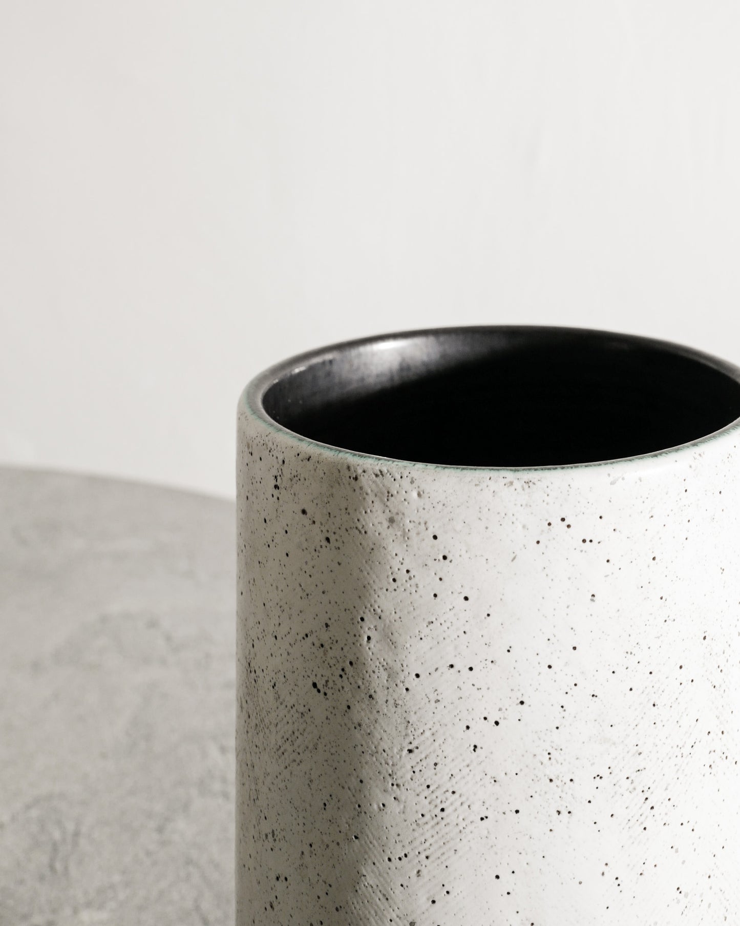 GEORGES JOUVE WHITE CYLINDER VASE, 1950s
