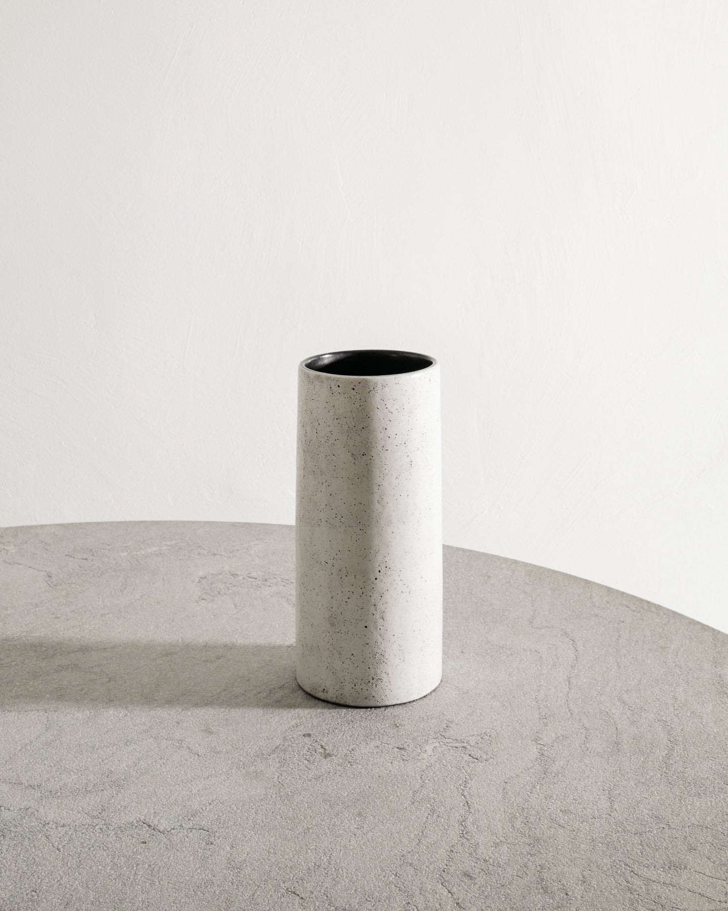GEORGES JOUVE WHITE CYLINDER VASE, 1950s