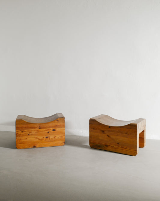 PAIR OF SWEDISH PINE TABOURETS, 1970s