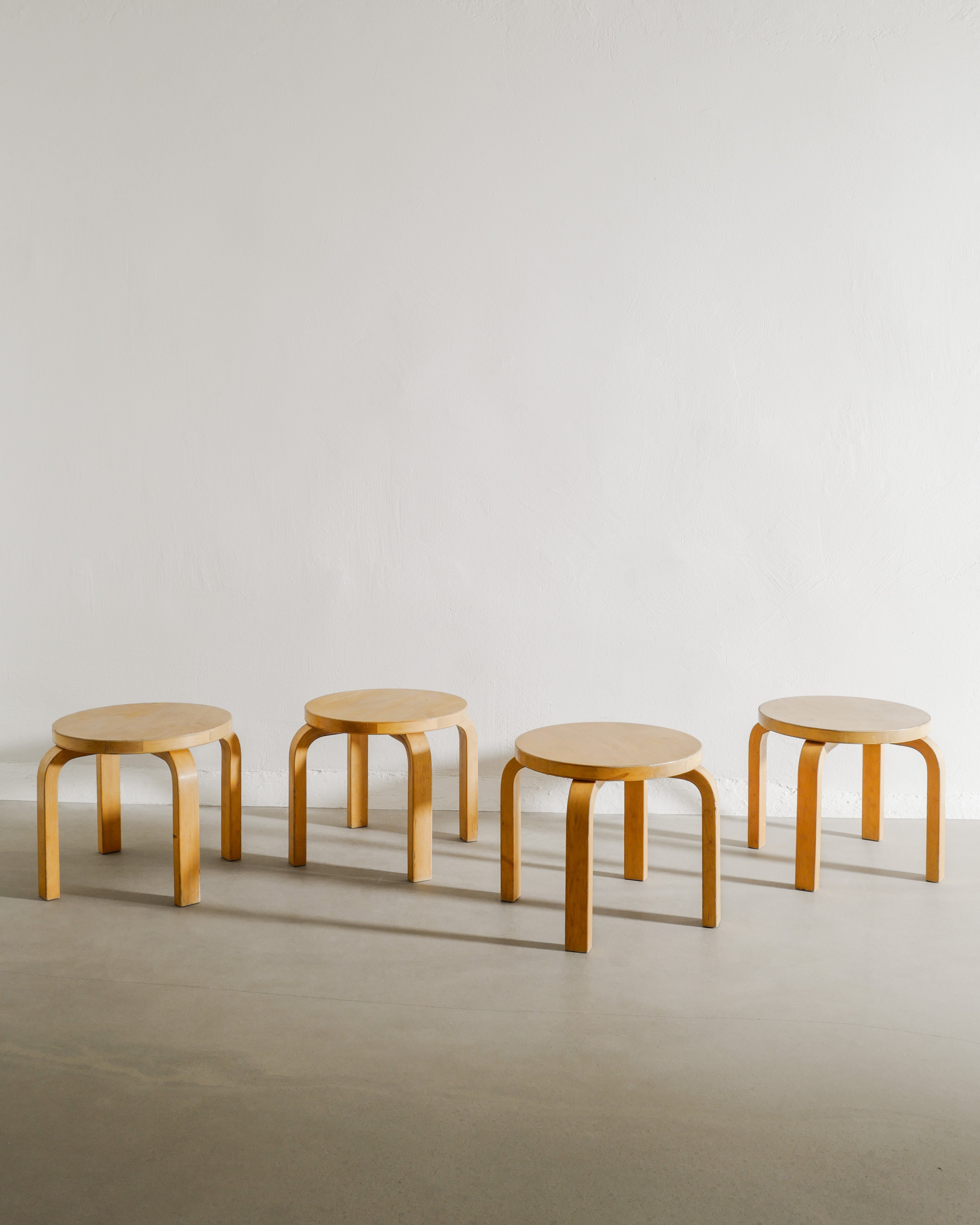 SET OF ALVAR AALTO CHILDREN STOOLS, 1980s
