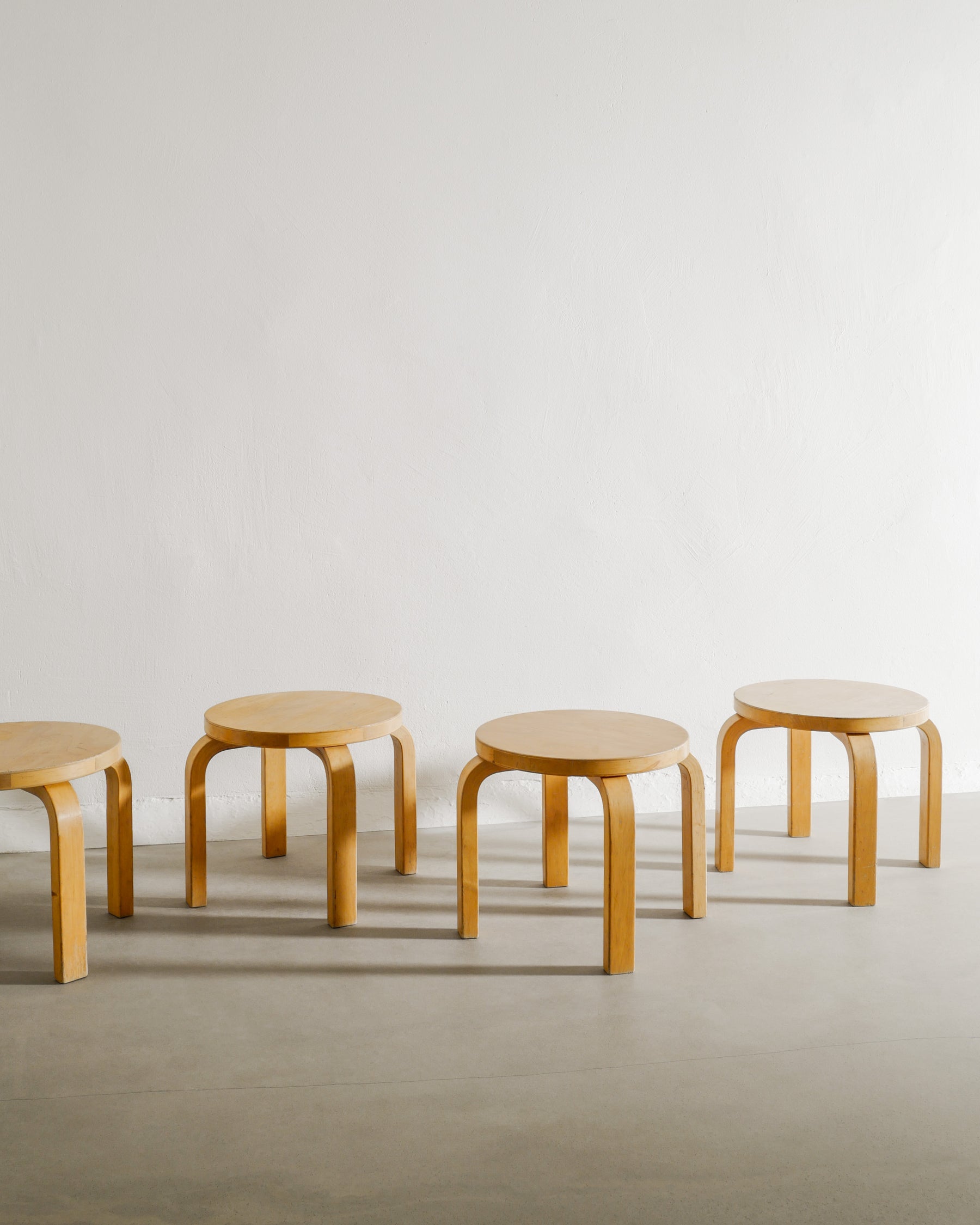SET OF ALVAR AALTO CHILDREN STOOLS, 1980s