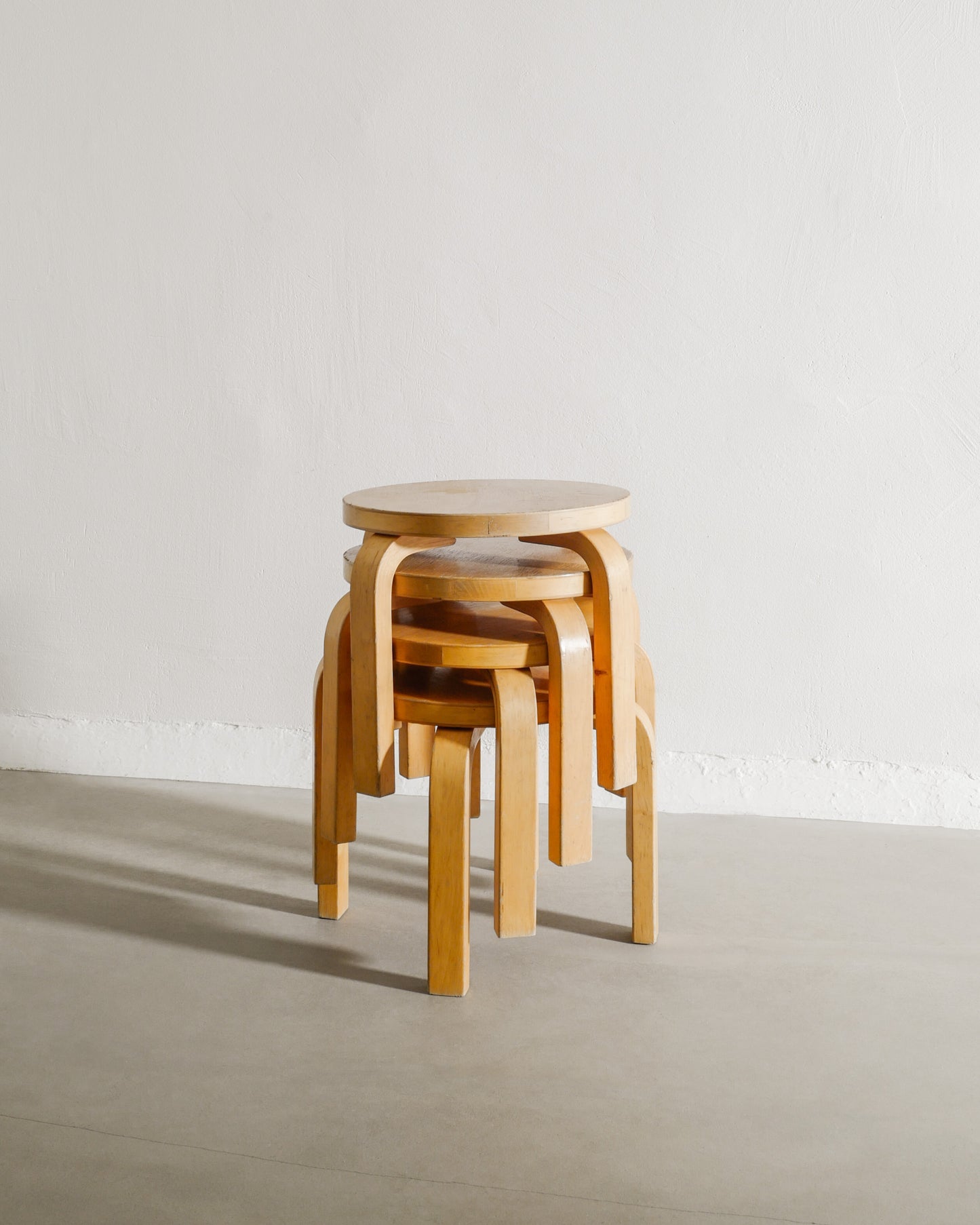 SET OF ALVAR AALTO CHILDREN STOOLS, 1980s