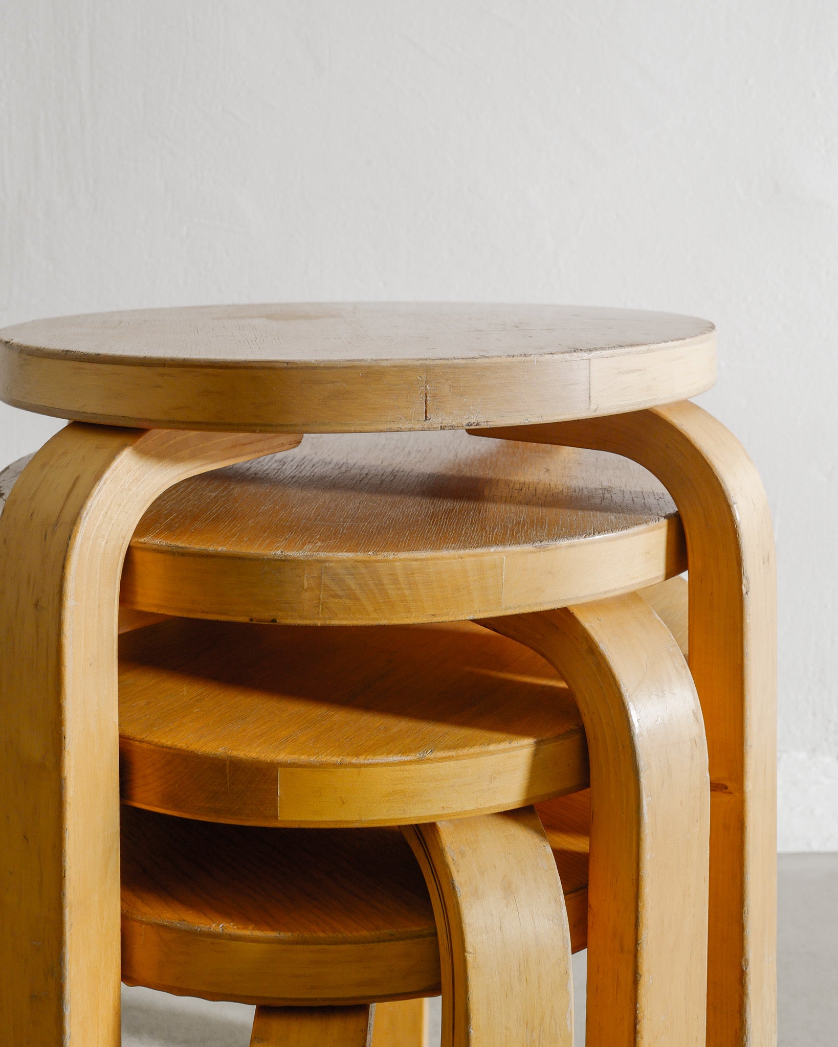 SET OF ALVAR AALTO CHILDREN STOOLS, 1980s