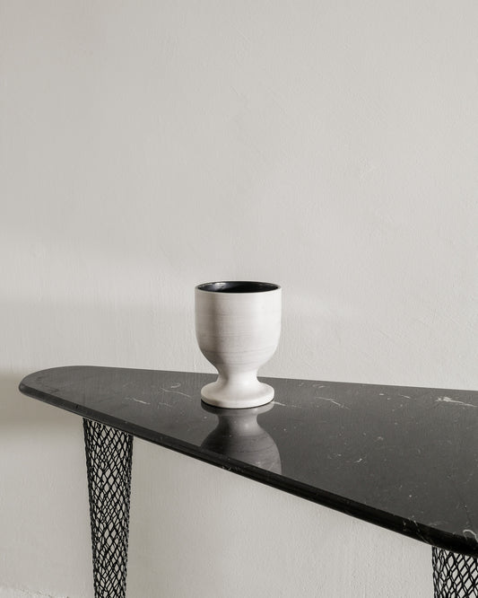 GEORGES JOUVE WHITE BOWL VASE, 1950s