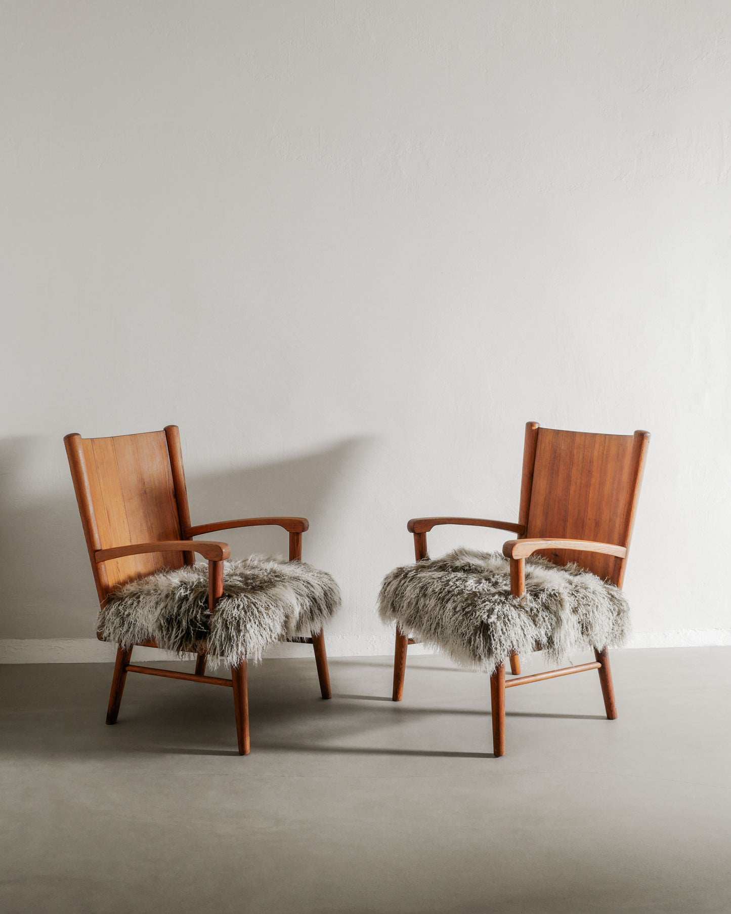 SWEDISH ARMCHAIRS IN PINE, 1940s