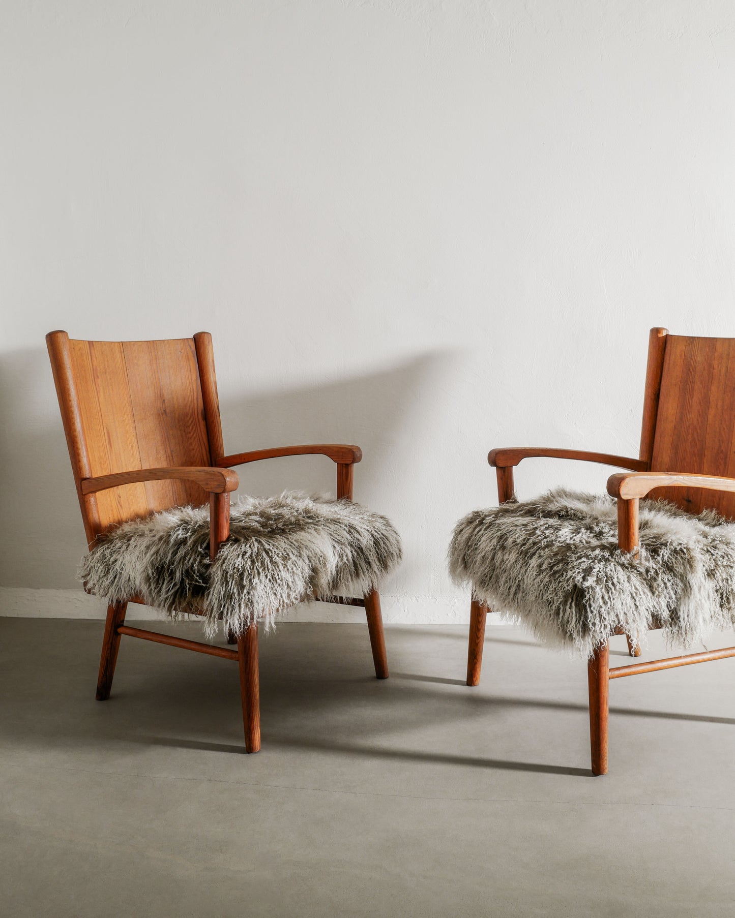 SWEDISH ARMCHAIRS IN PINE, 1940s