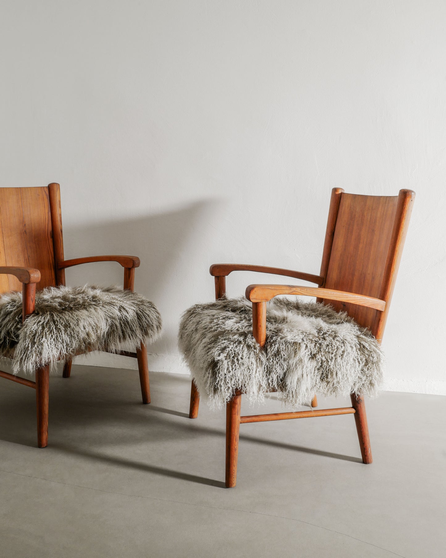 SWEDISH ARMCHAIRS IN PINE, 1940s