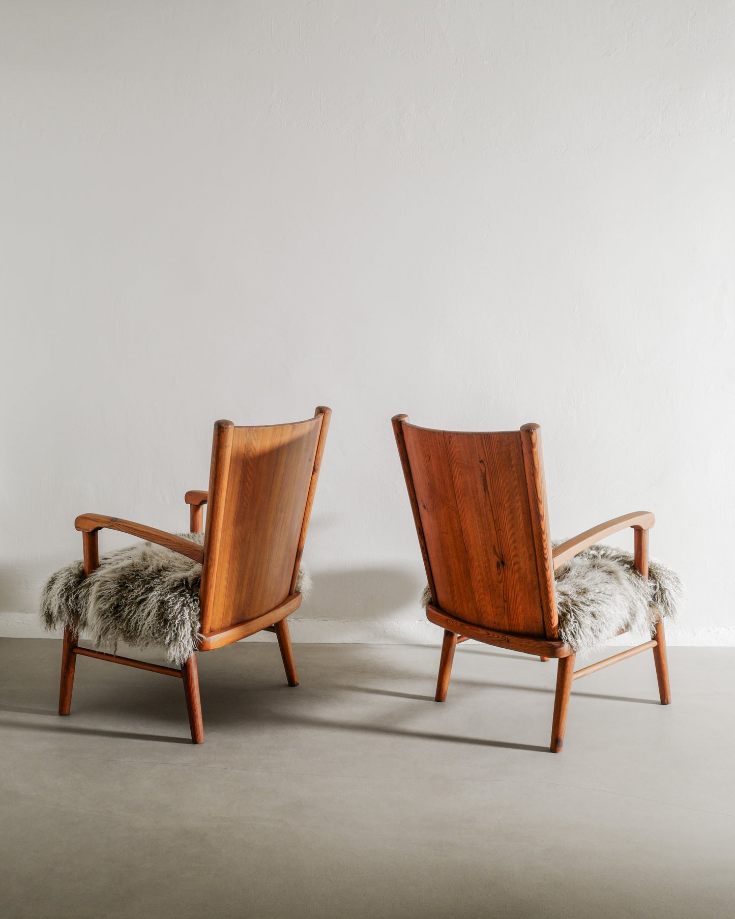 SWEDISH ARMCHAIRS IN PINE, 1940s