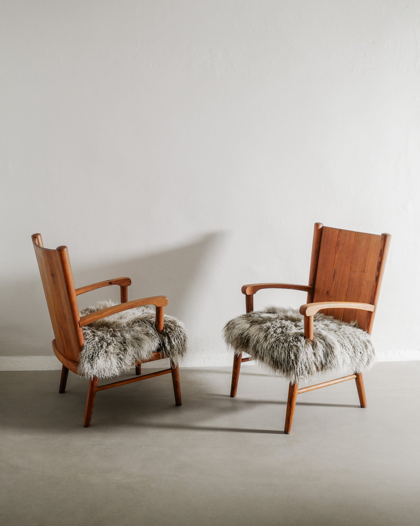 SWEDISH ARMCHAIRS IN PINE, 1940s