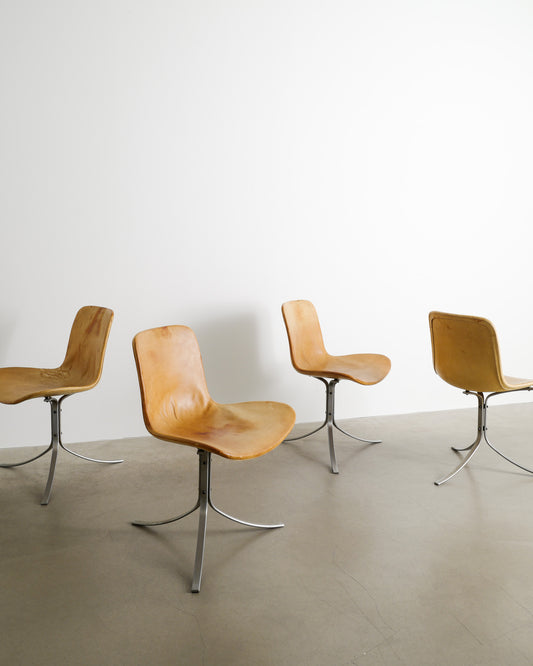 SET OF 4 POUL KJAERHOLM PK-9 CHAIRS, 1960s
