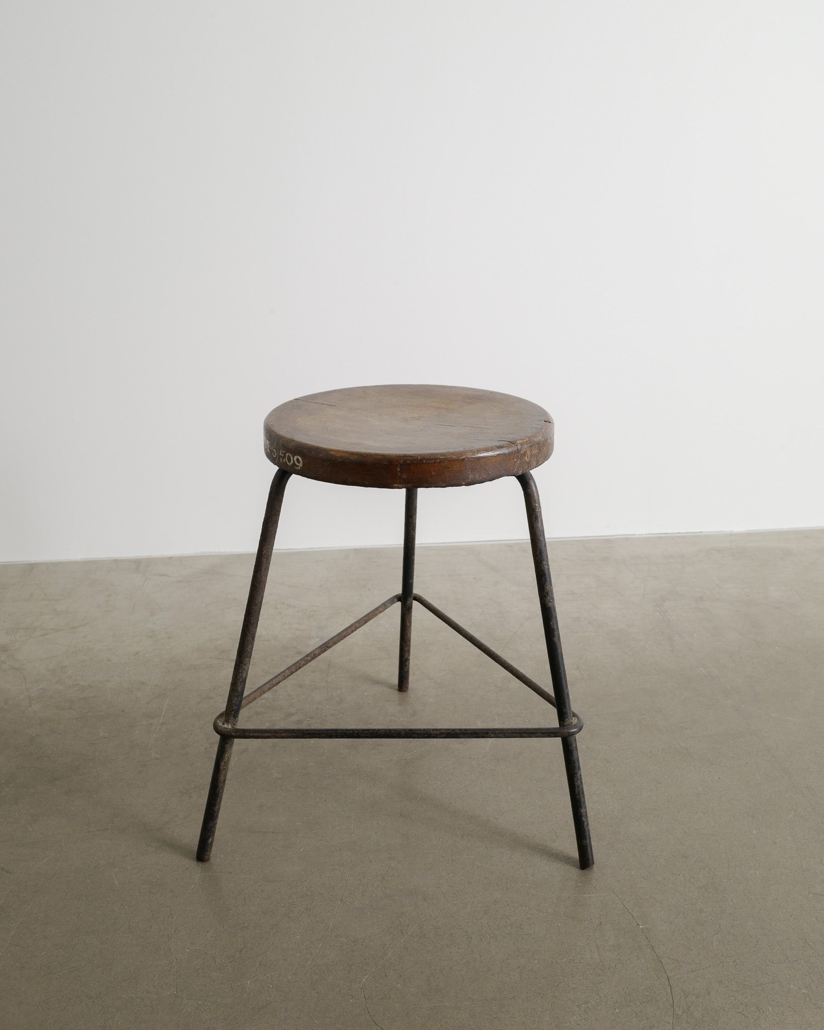 PIERRE JEANNERET TEAK AND IRON STOOL, 1950s