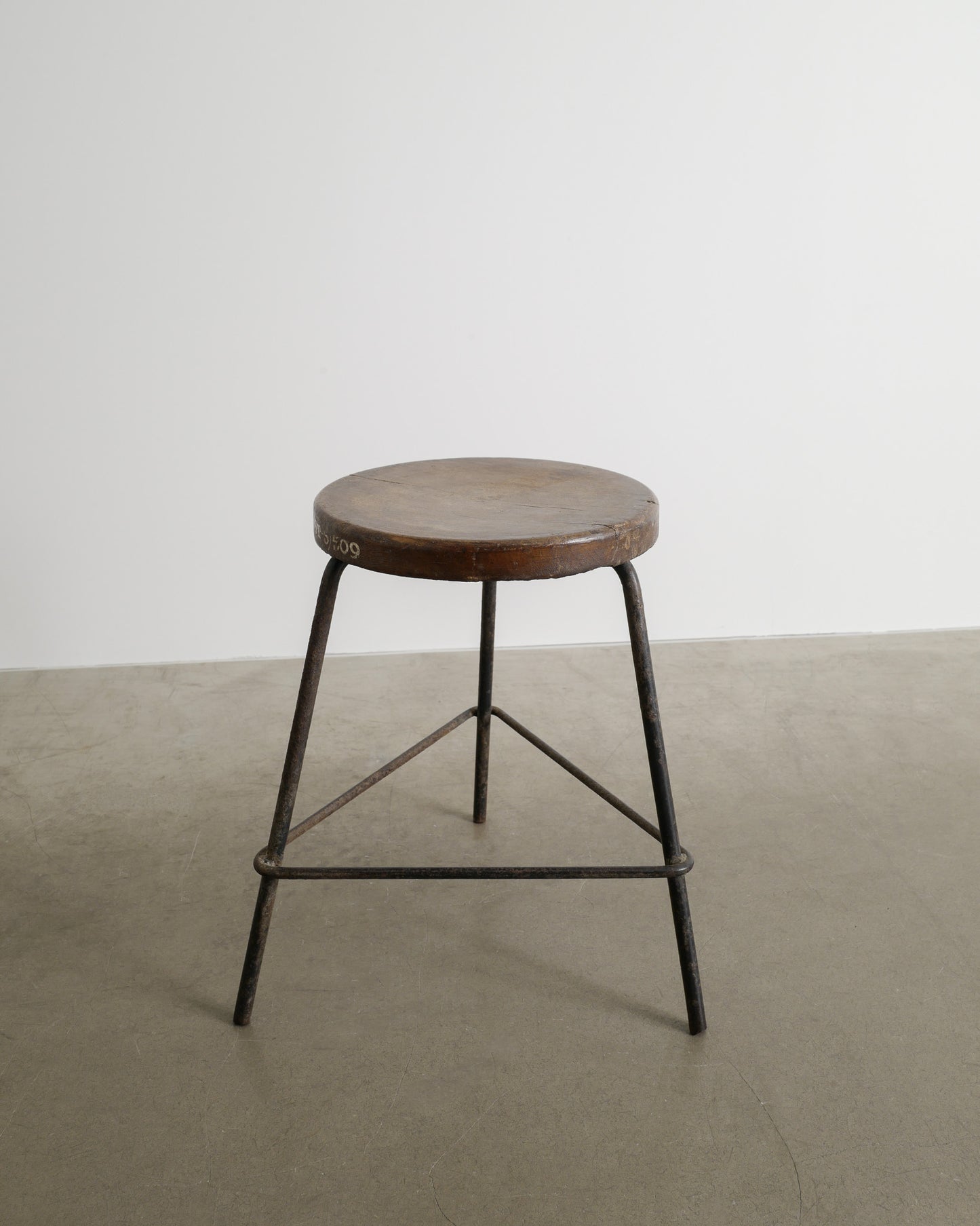 PIERRE JEANNERET TEAK AND IRON STOOL, 1950s