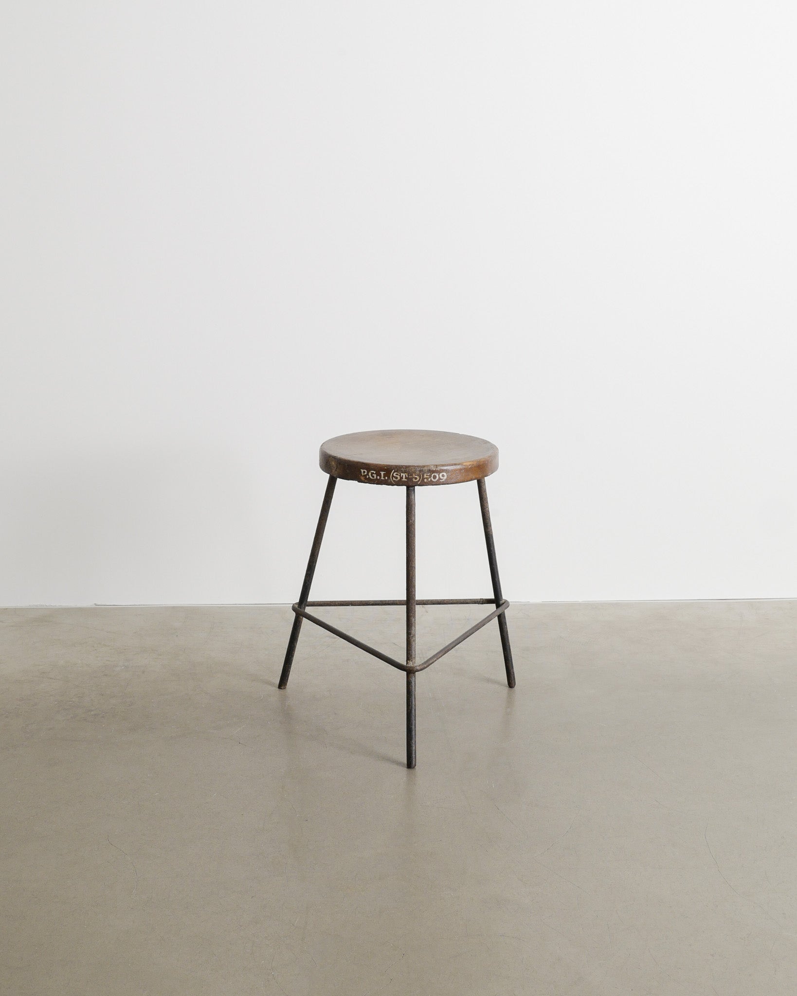PIERRE JEANNERET TEAK AND IRON STOOL, 1950s