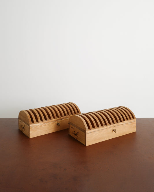 PAIR OF MARIO CEROLI WOODEN BOXES, 1970s