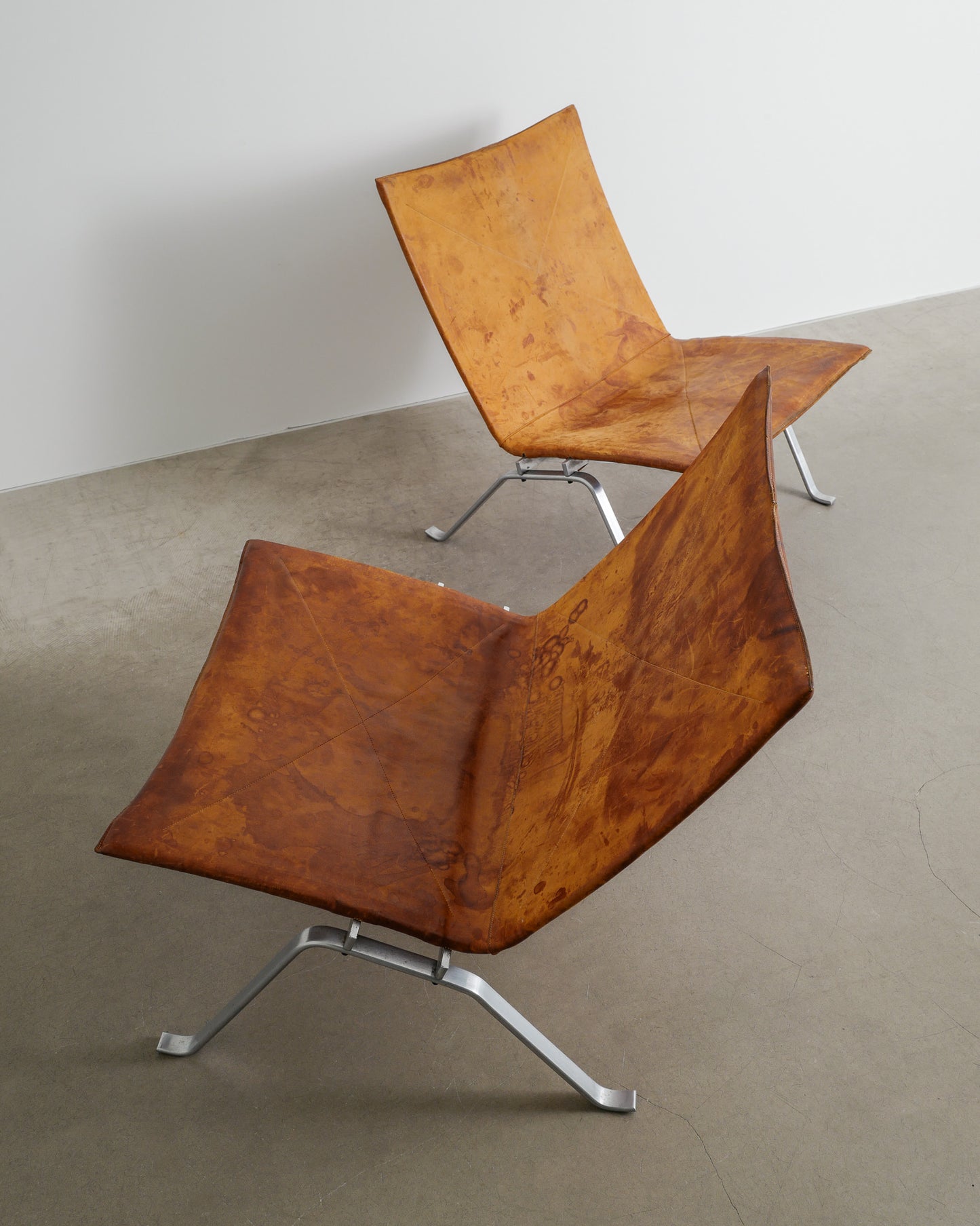 POUL KJAERHOLM "PK-22" BROWN CHAIRS, 1960s