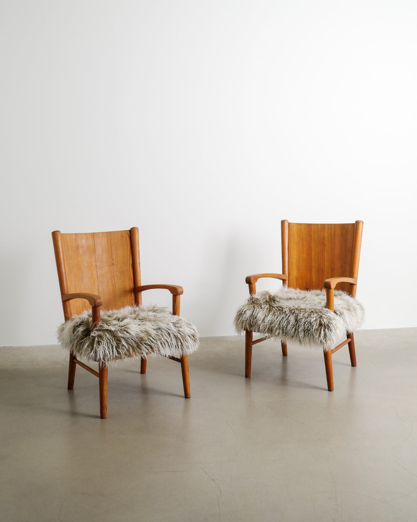 SWEDISH ARMCHAIRS IN PINE, 1940s
