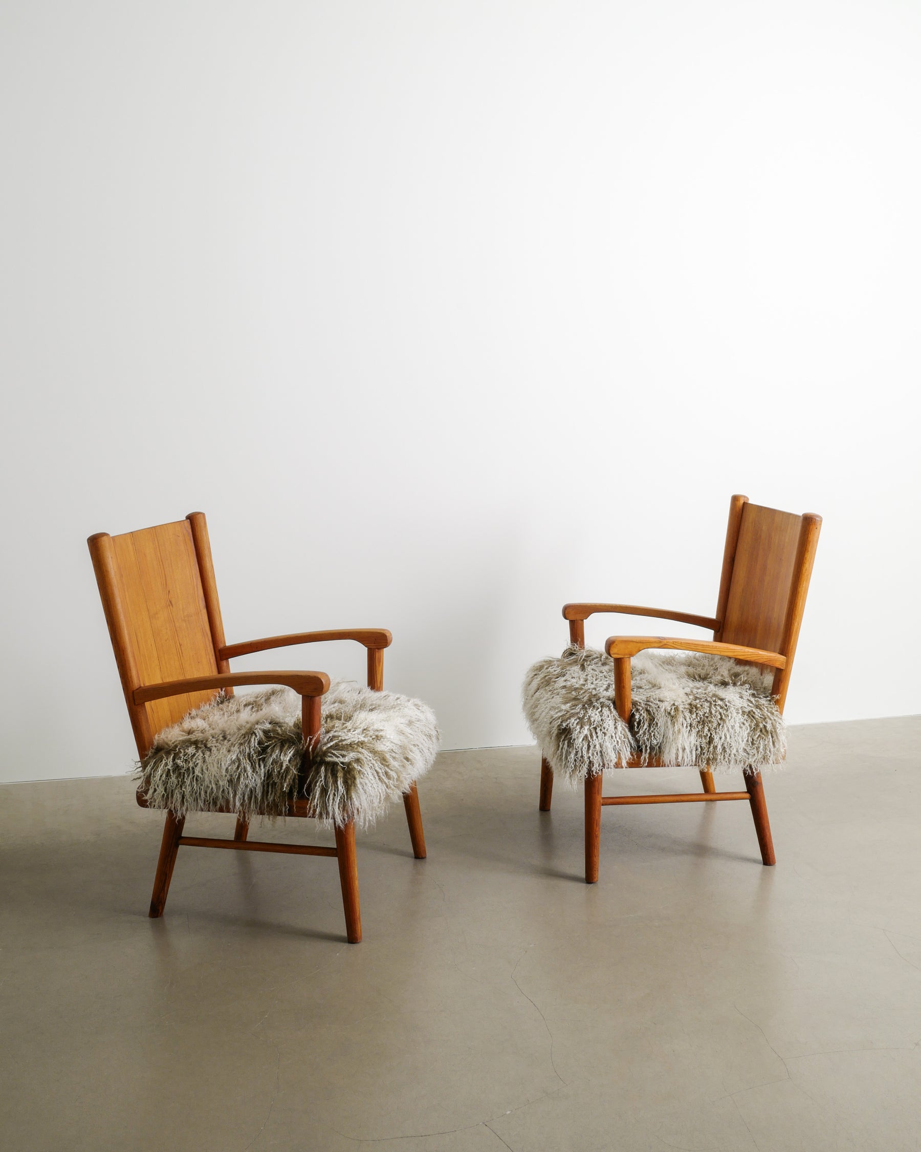 SWEDISH ARMCHAIRS IN PINE, 1940s