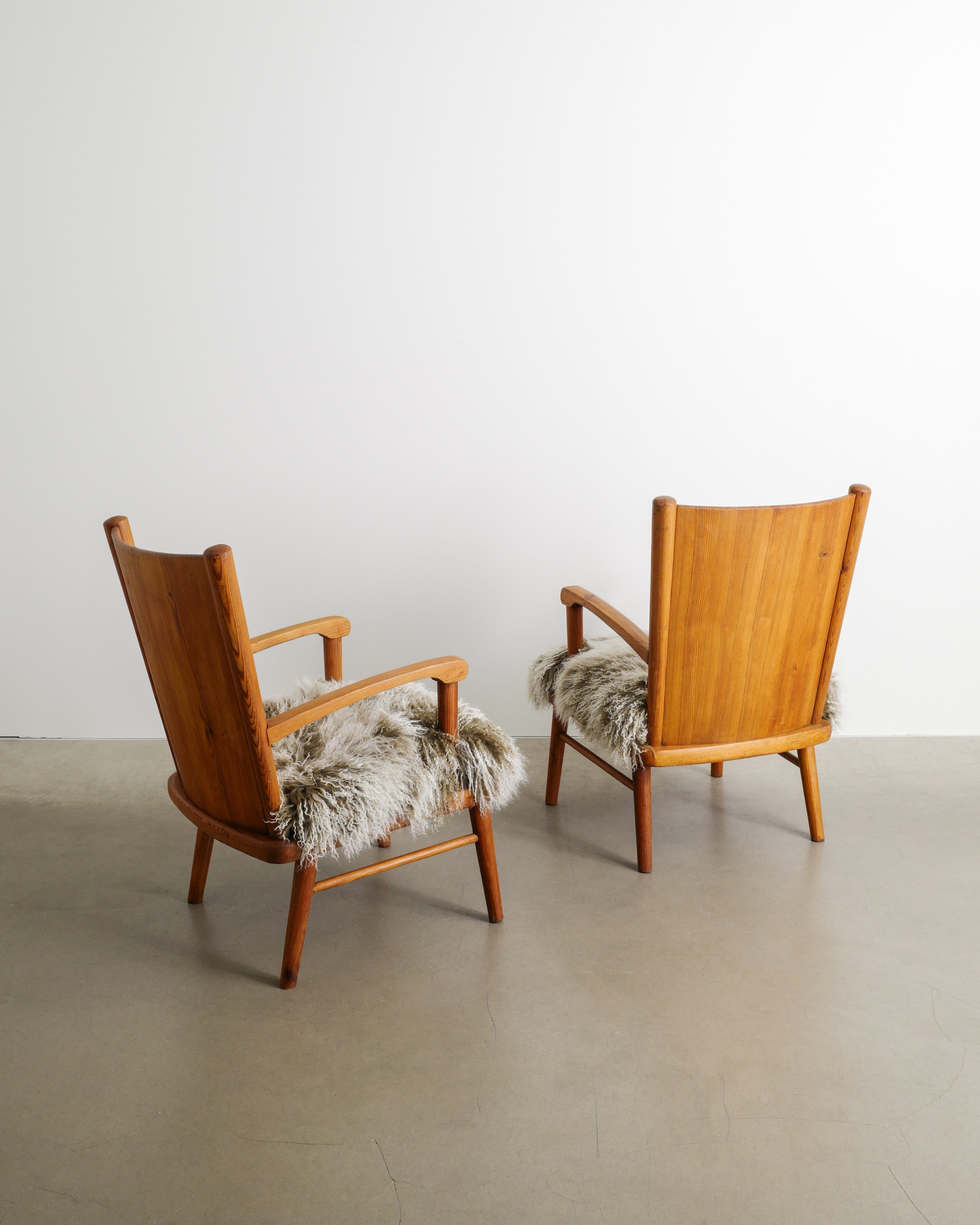 SWEDISH ARMCHAIRS IN PINE, 1940s