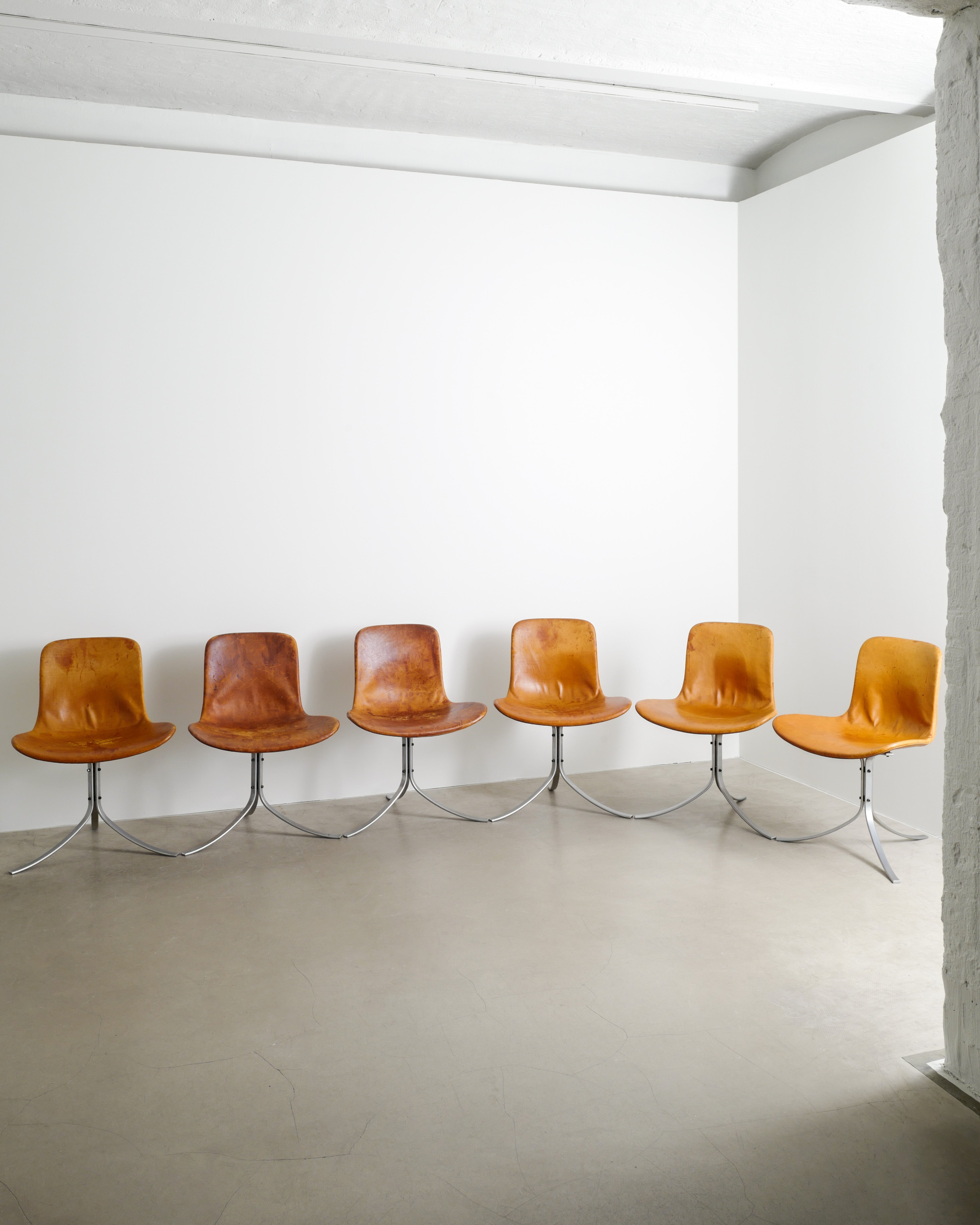 SET OF SIX POUL KJAERHOLM PK-9 CHAIRS, 1960s