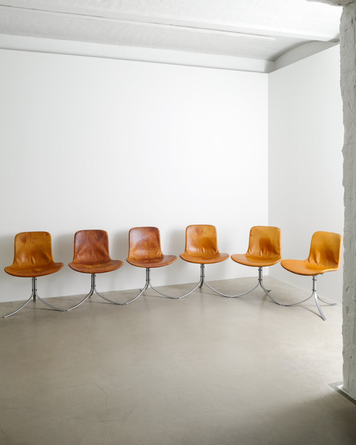 SET OF SIX POUL KJAERHOLM PK-9 CHAIRS, 1960s