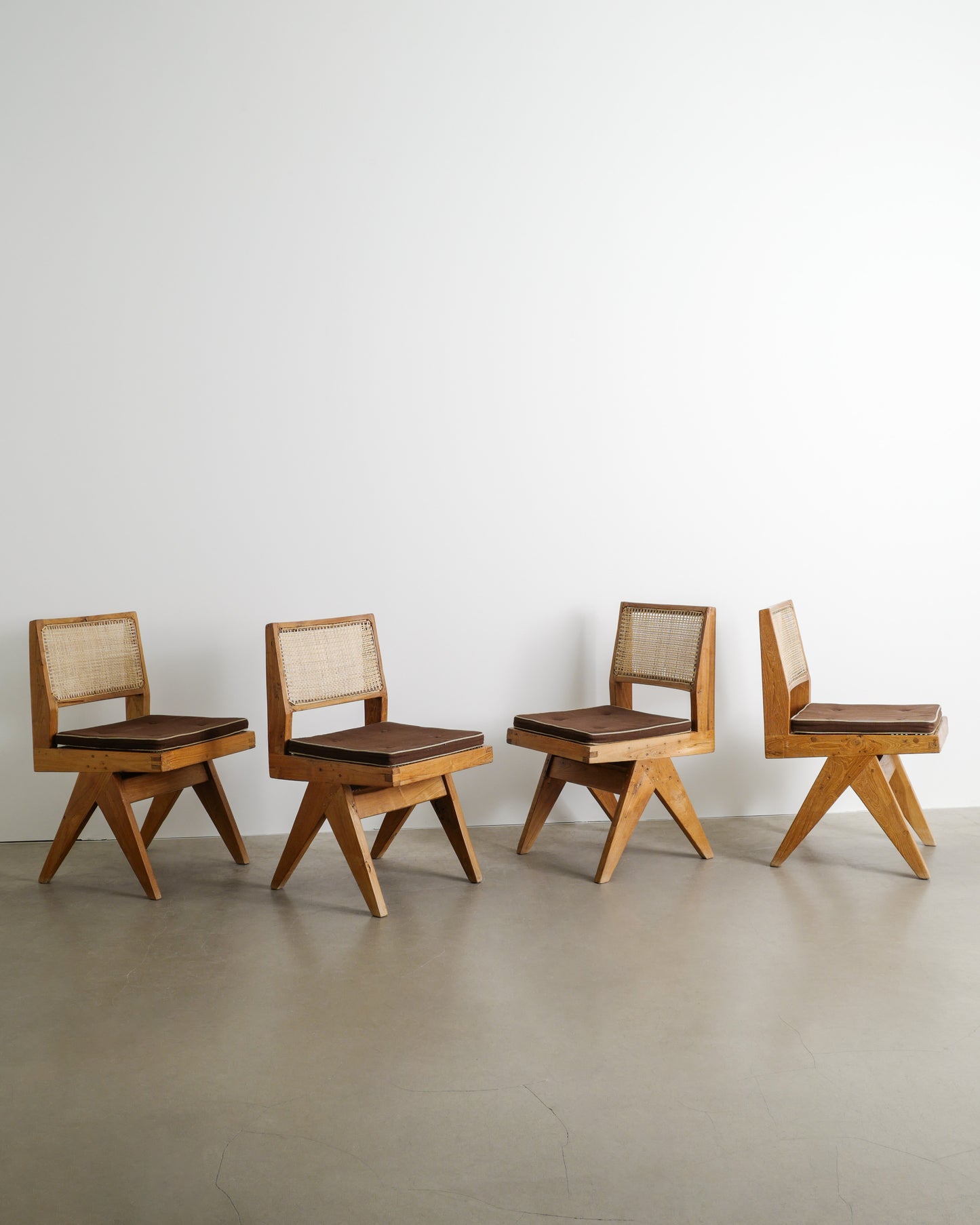 PIERRE JEANNERET V-TYPE DINING CHAIRS, 1950s
