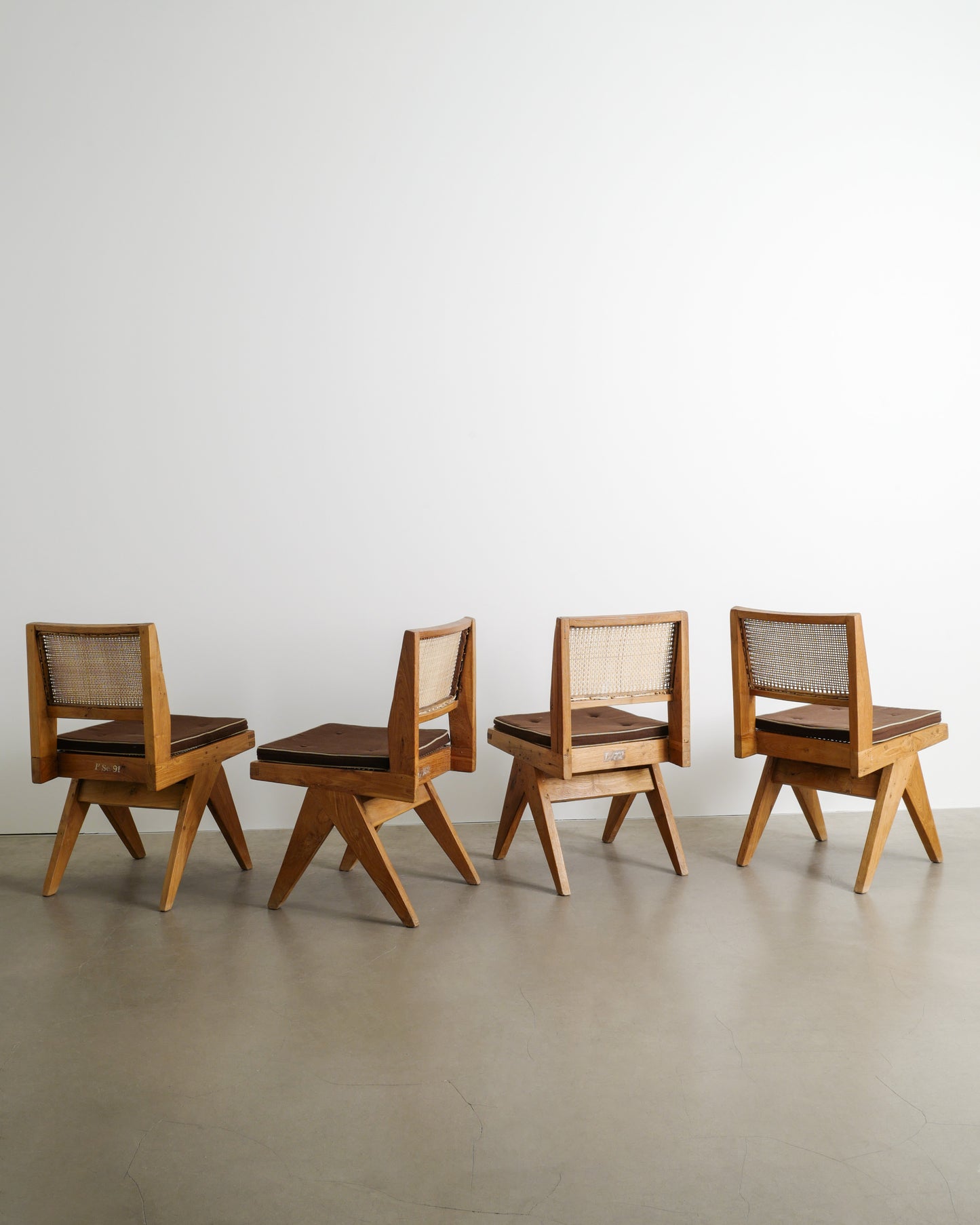 PIERRE JEANNERET V-TYPE DINING CHAIRS, 1950s