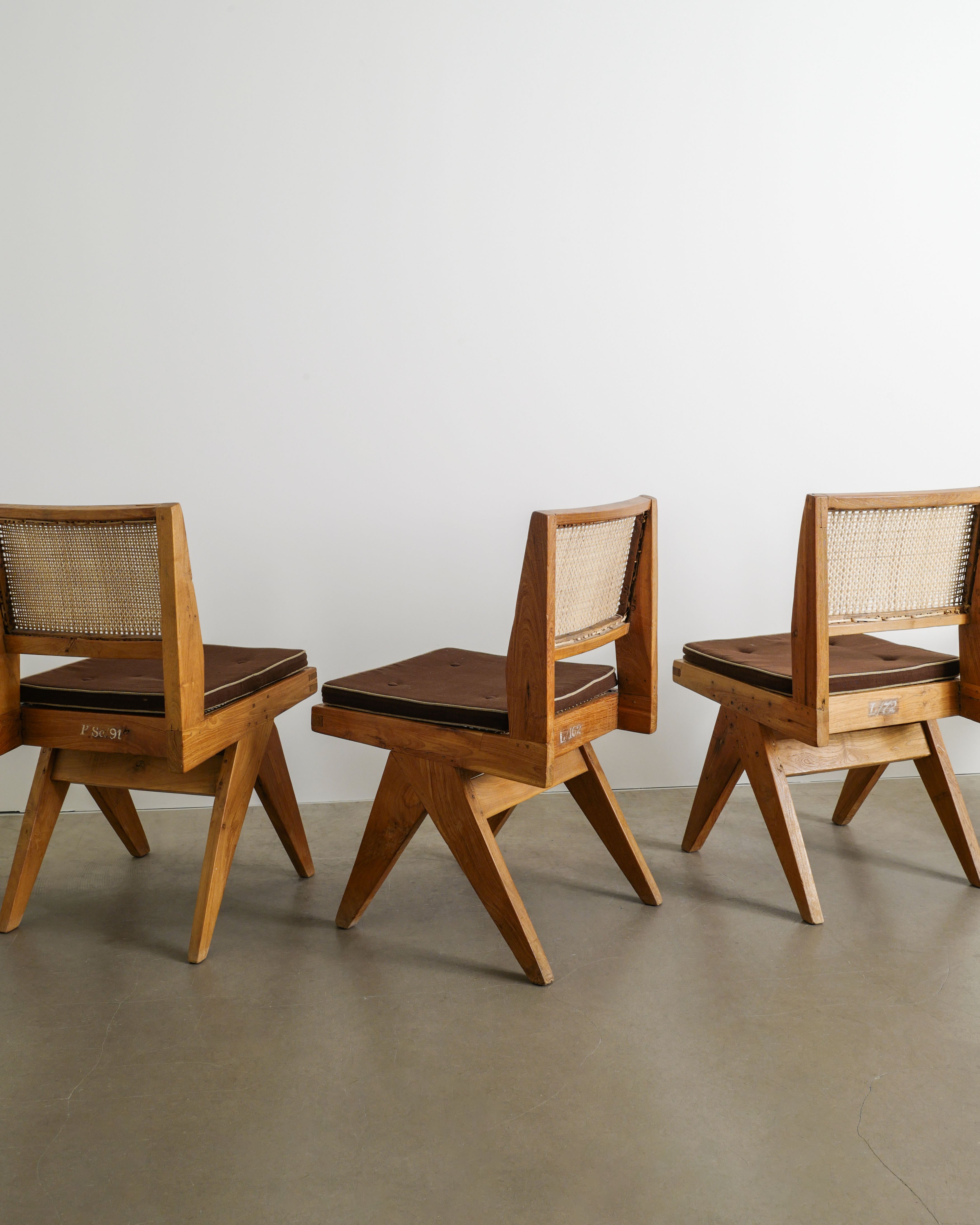 PIERRE JEANNERET V-TYPE DINING CHAIRS, 1950s