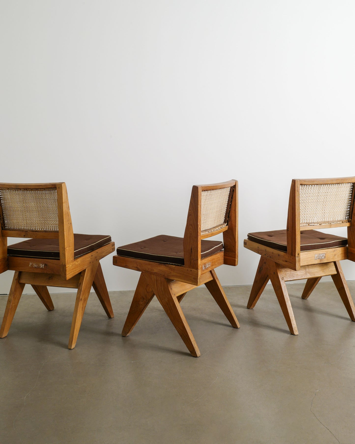 PIERRE JEANNERET V-TYPE DINING CHAIRS, 1950s