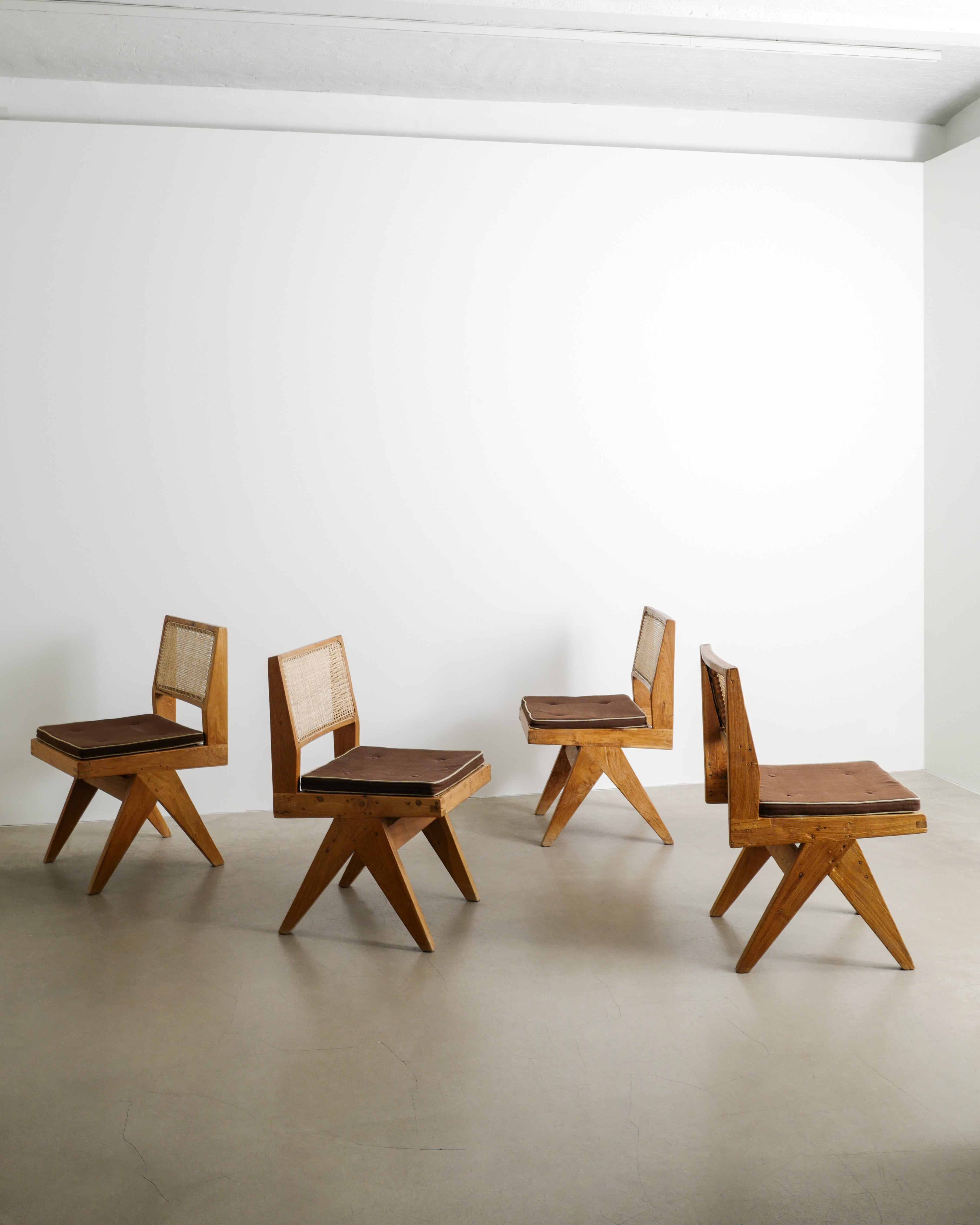 PIERRE JEANNERET V-TYPE DINING CHAIRS, 1950s