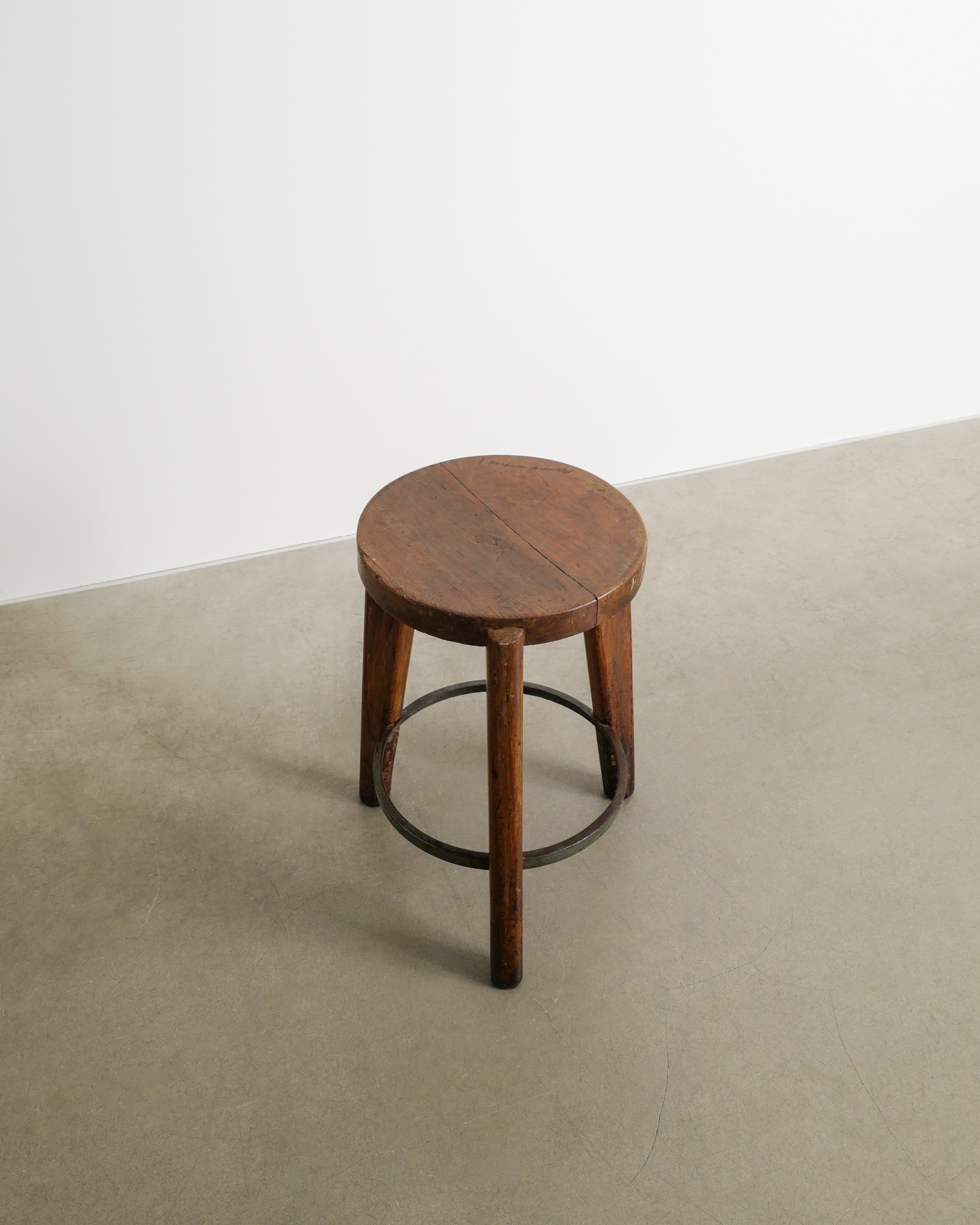 PIERRE JEANNERET TEAK STOOL, 1950s