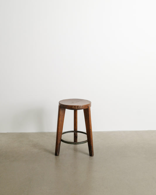 PIERRE JEANNERET TEAK STOOL, 1950s
