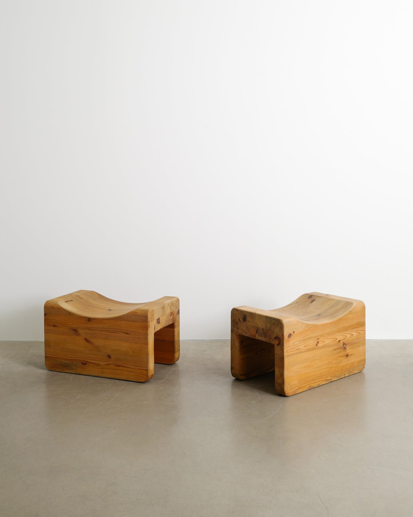 PAIR OF SWEDISH PINE TABOURETS, 1970s