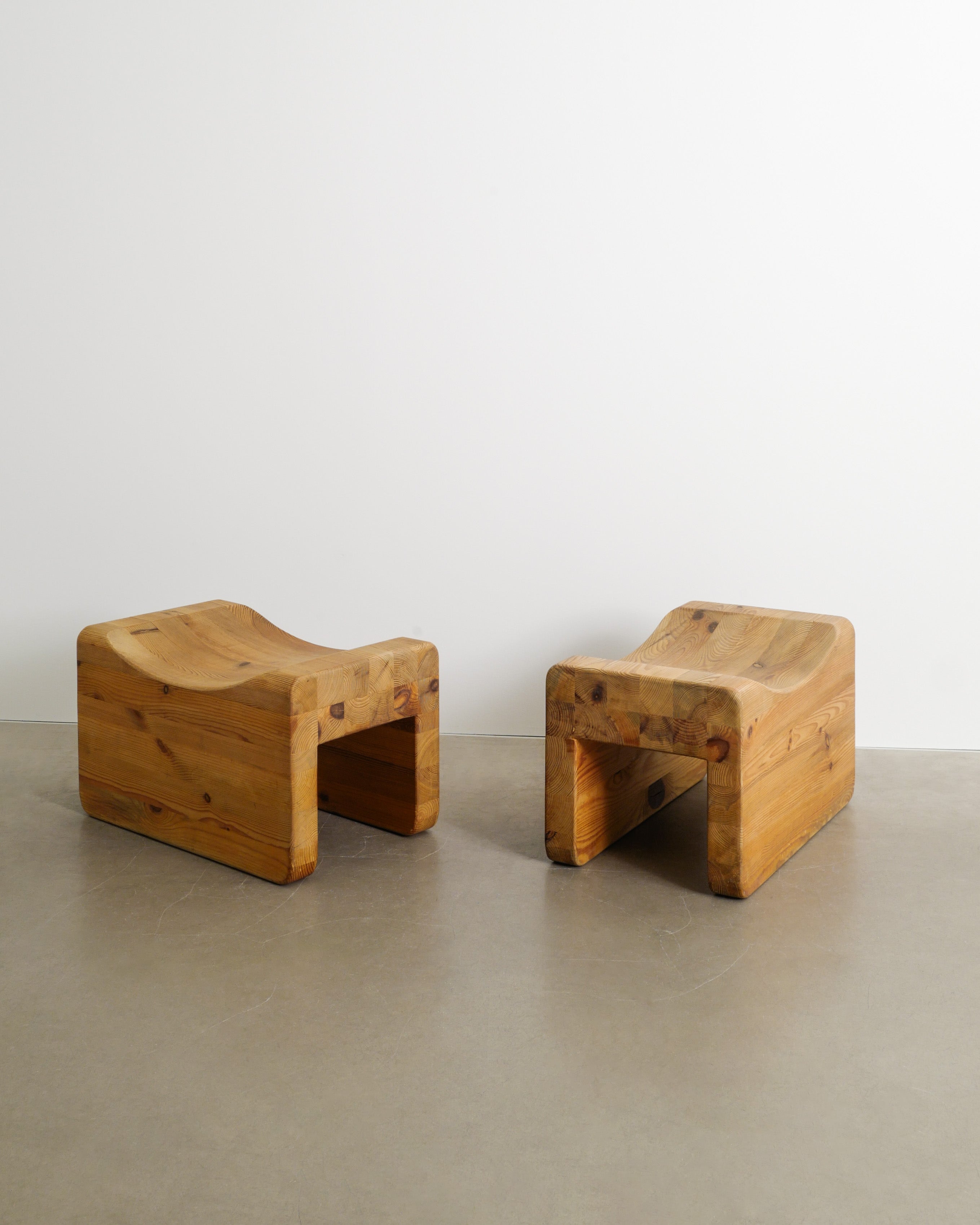 PAIR OF SWEDISH PINE TABOURETS, 1970s