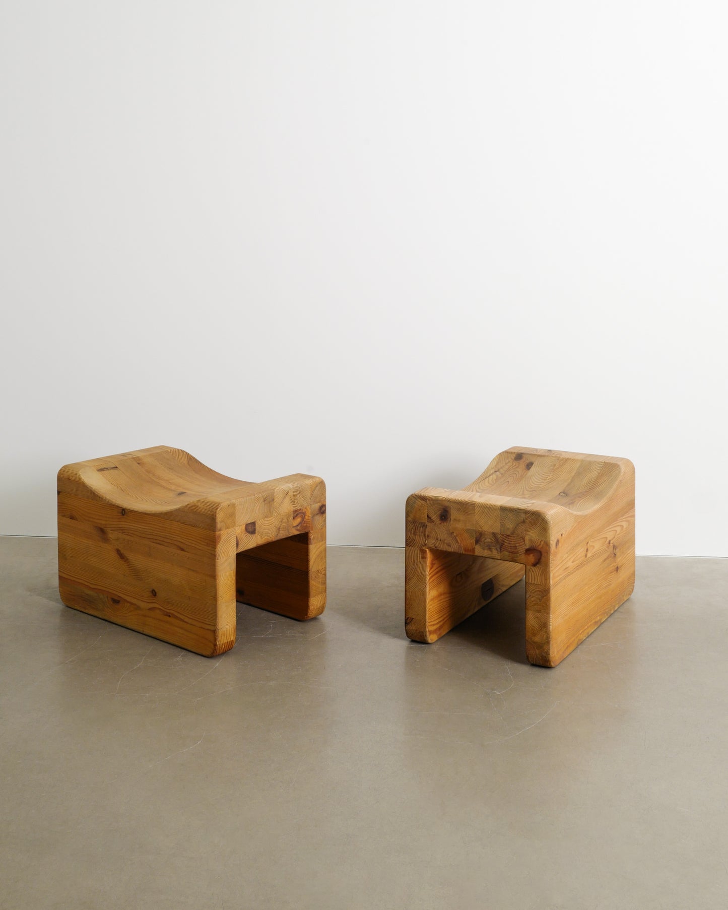 PAIR OF SWEDISH PINE TABOURETS, 1970s