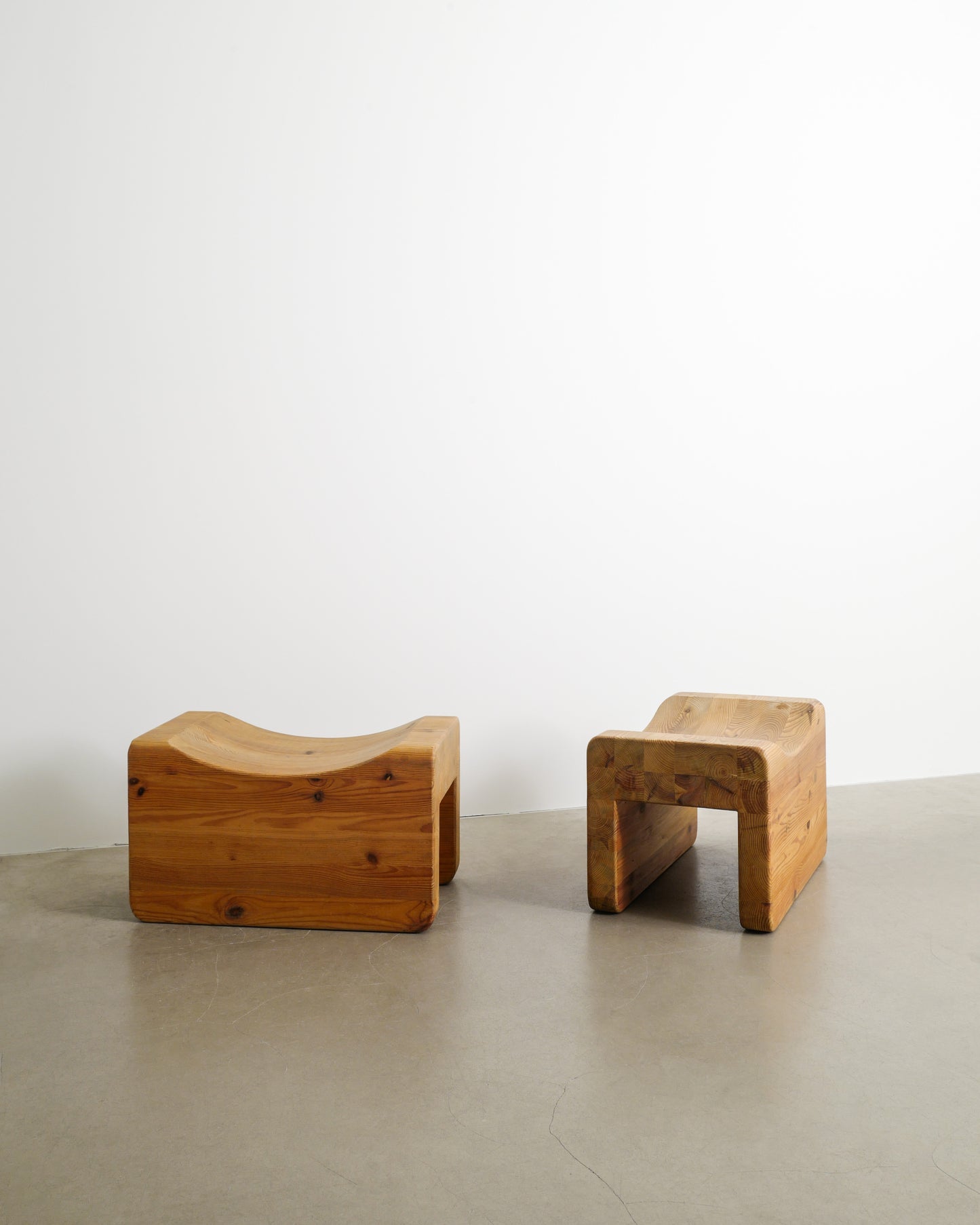 PAIR OF SWEDISH PINE TABOURETS, 1970s
