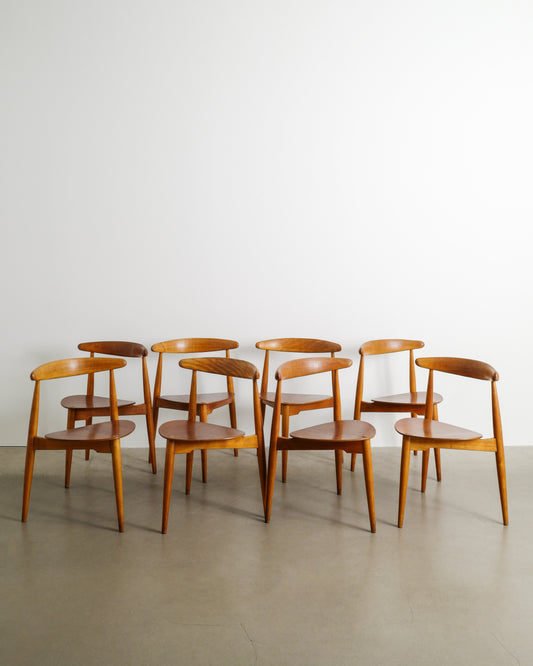 HANS J WEGNER "HEART" DINING CHAIRS, 1950s