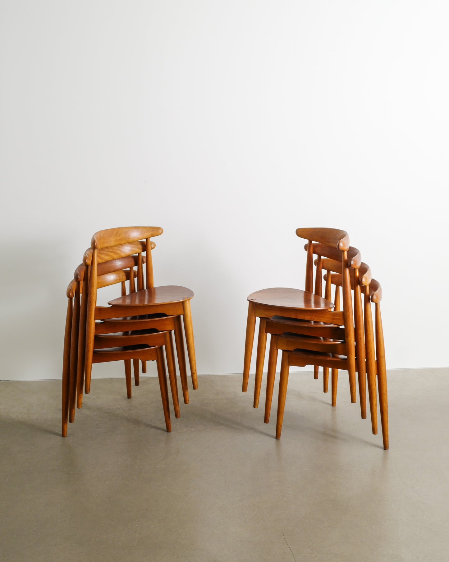 HANS J WEGNER "HEART" DINING CHAIRS, 1950s