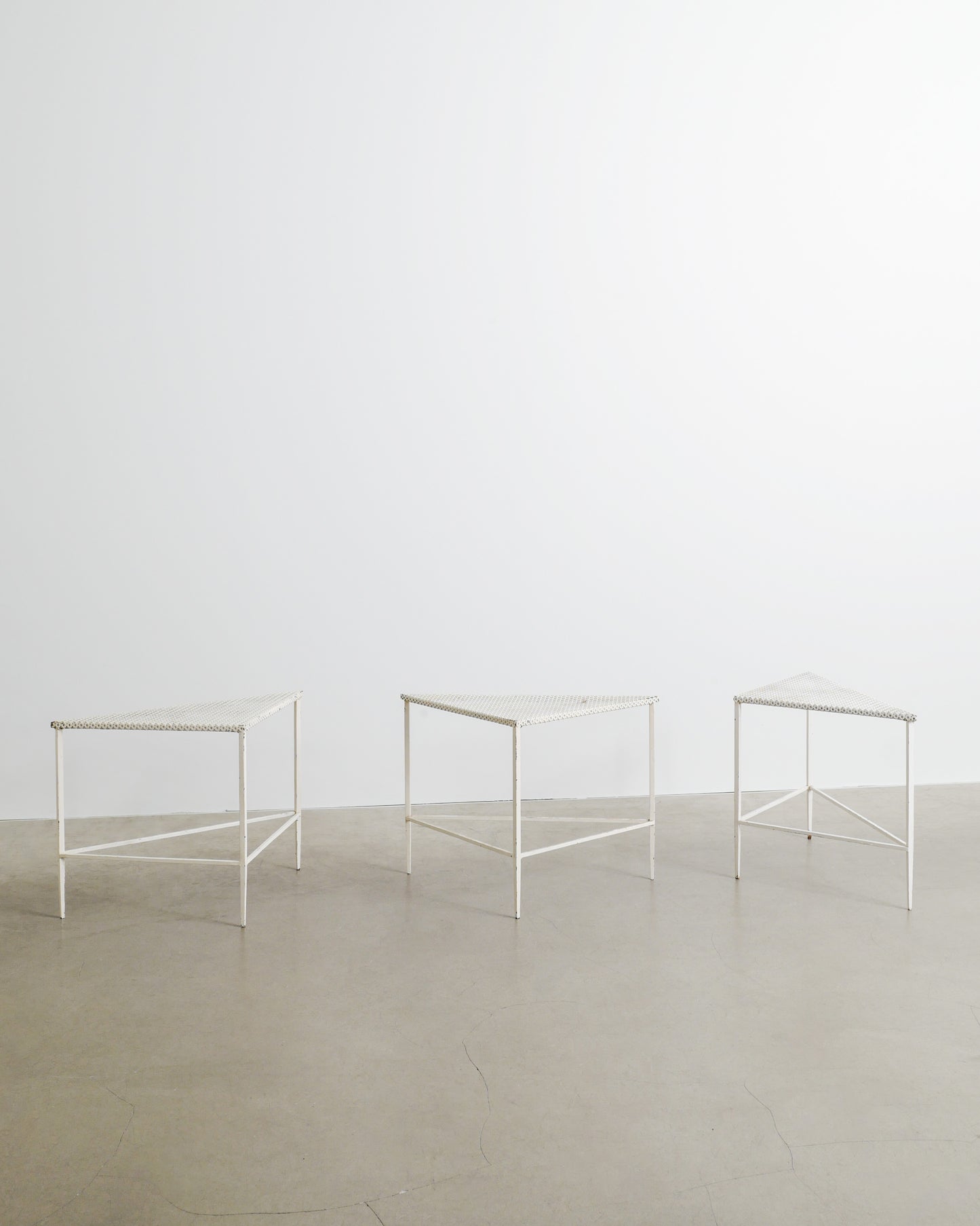 MATHIEU MATÈGOT WHITE SIDE TABLES, 1950s