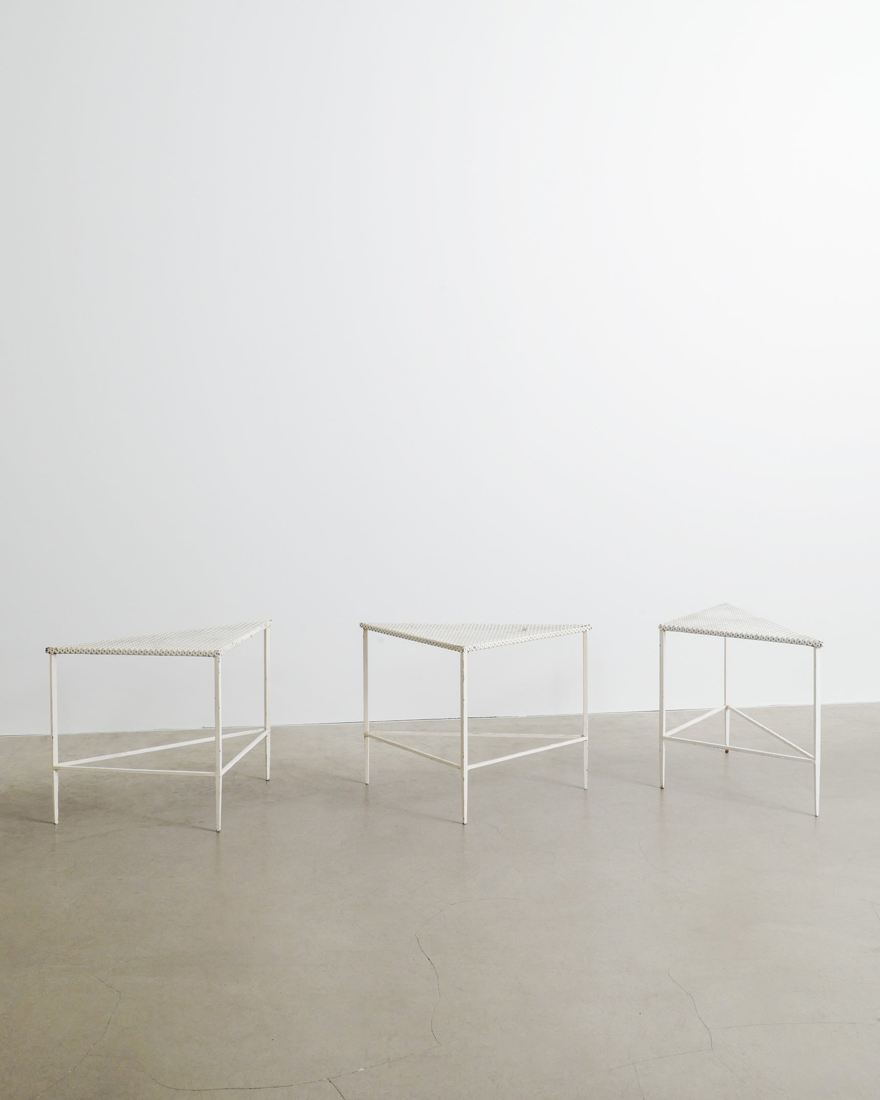 MATHIEU MATÈGOT WHITE SIDE TABLES, 1950s