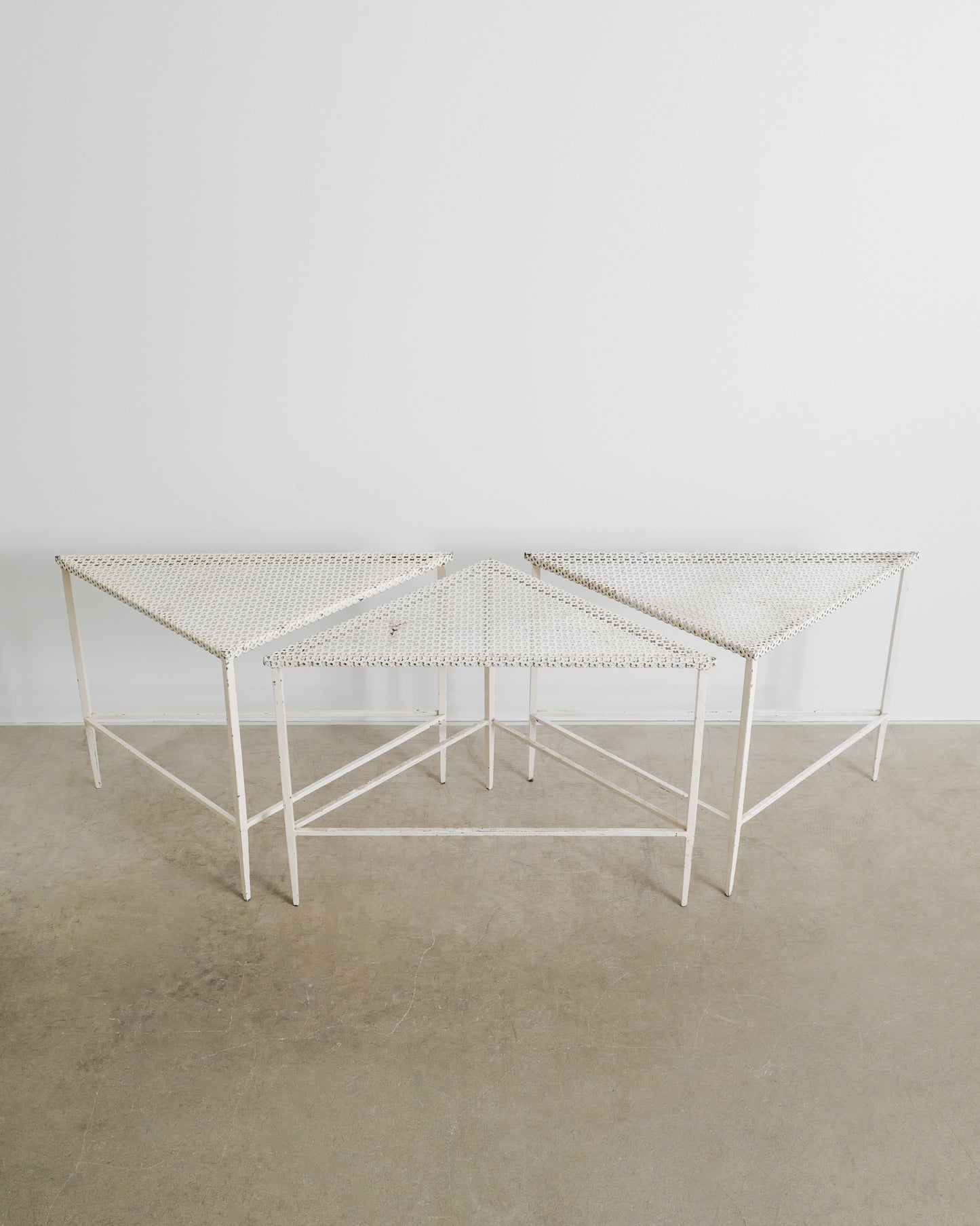 MATHIEU MATÈGOT WHITE SIDE TABLES, 1950s