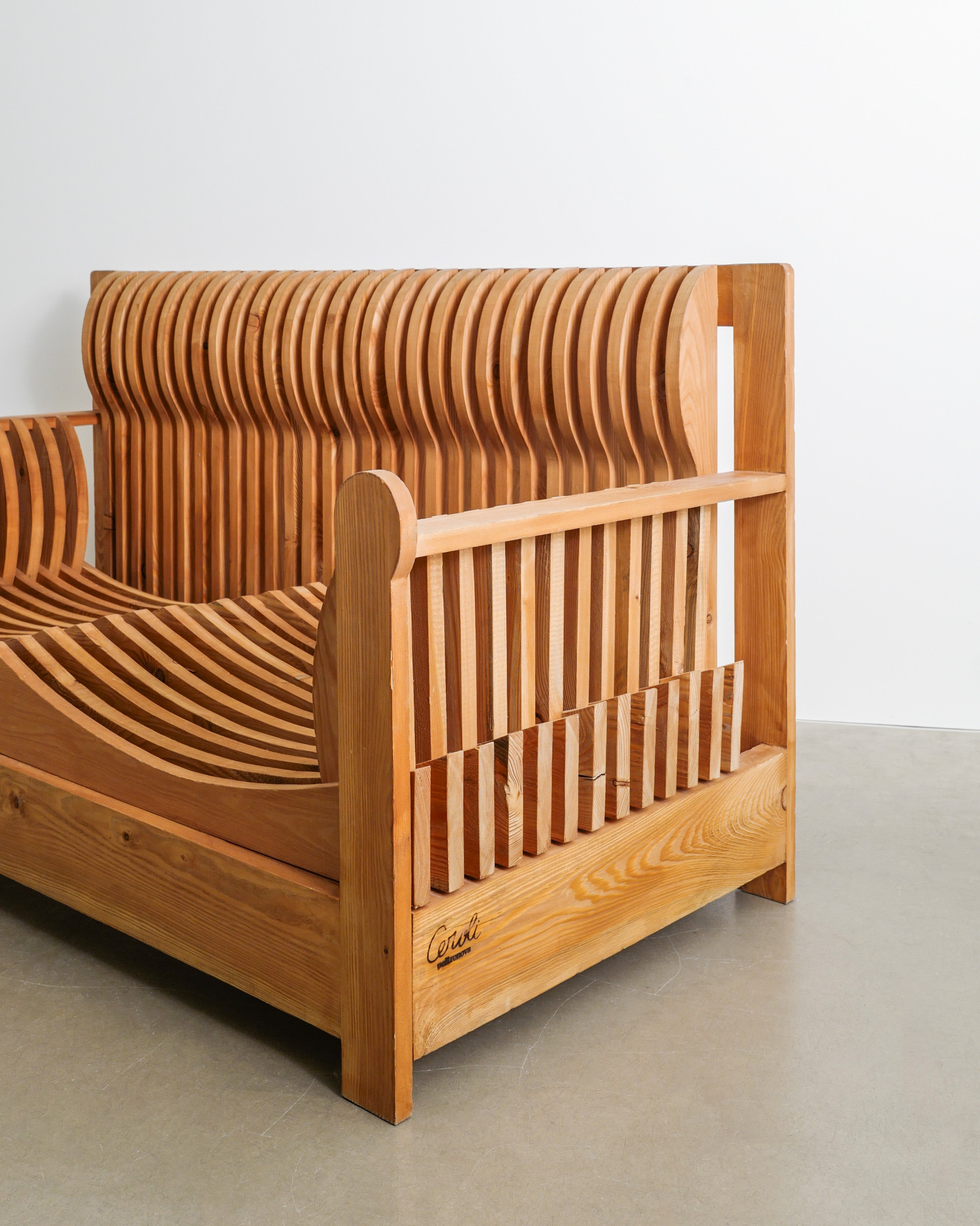 MARIO CEROLI PINE SOFA, 1970s