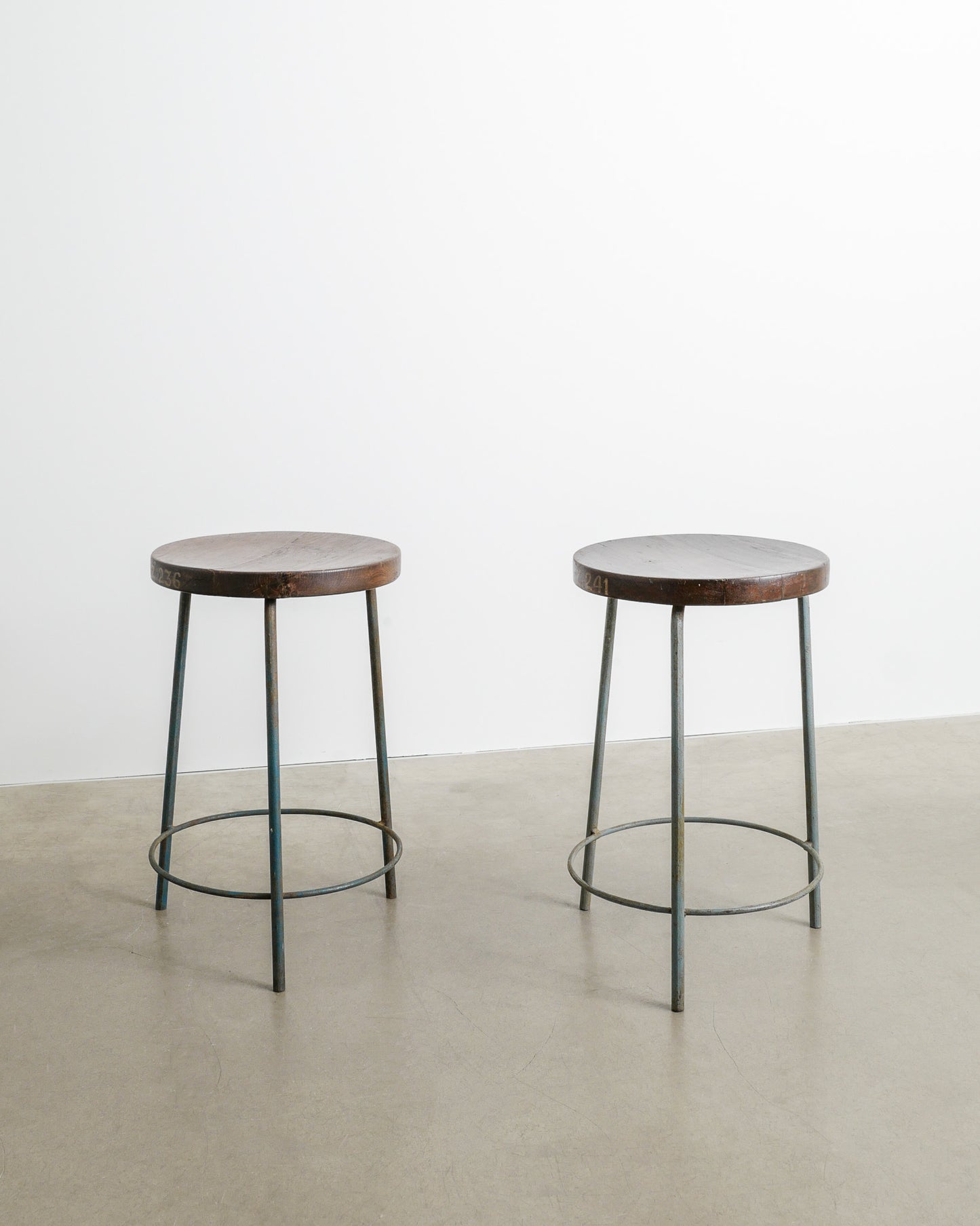 PAIR OF PIERRE JEANNERET HIGH STOOLS, 1950s