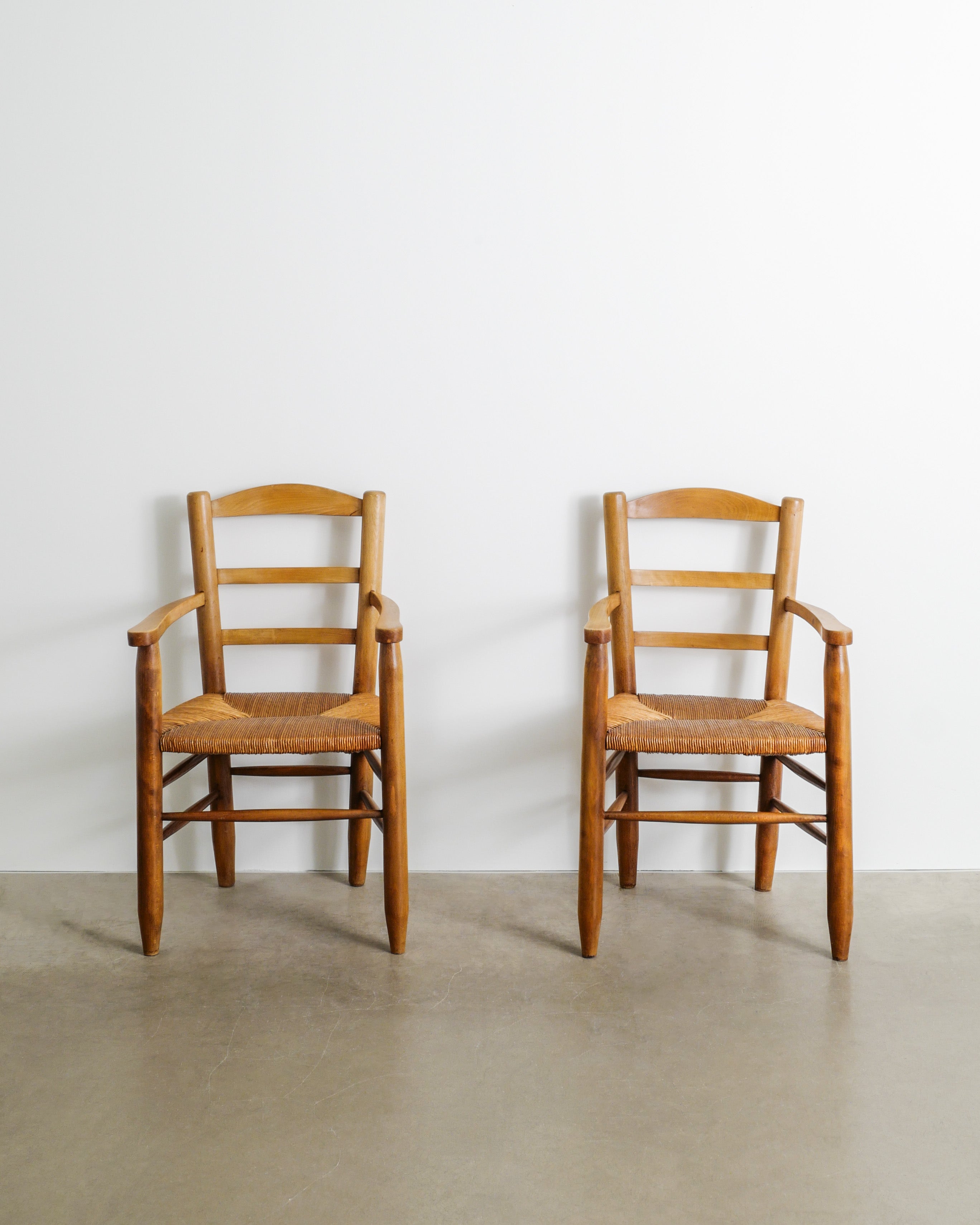 PAIR OF FRENCH ARMCHAIRS IN ELM, 1950s