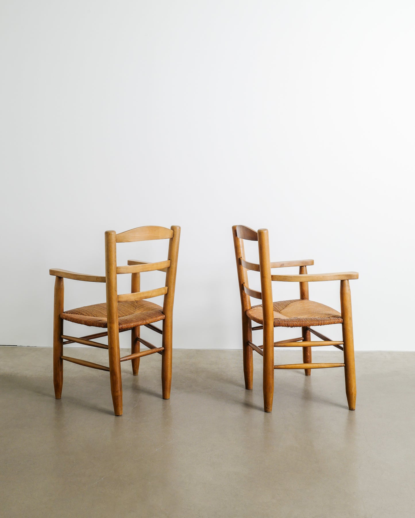 PAIR OF FRENCH ARMCHAIRS IN ELM, 1950s