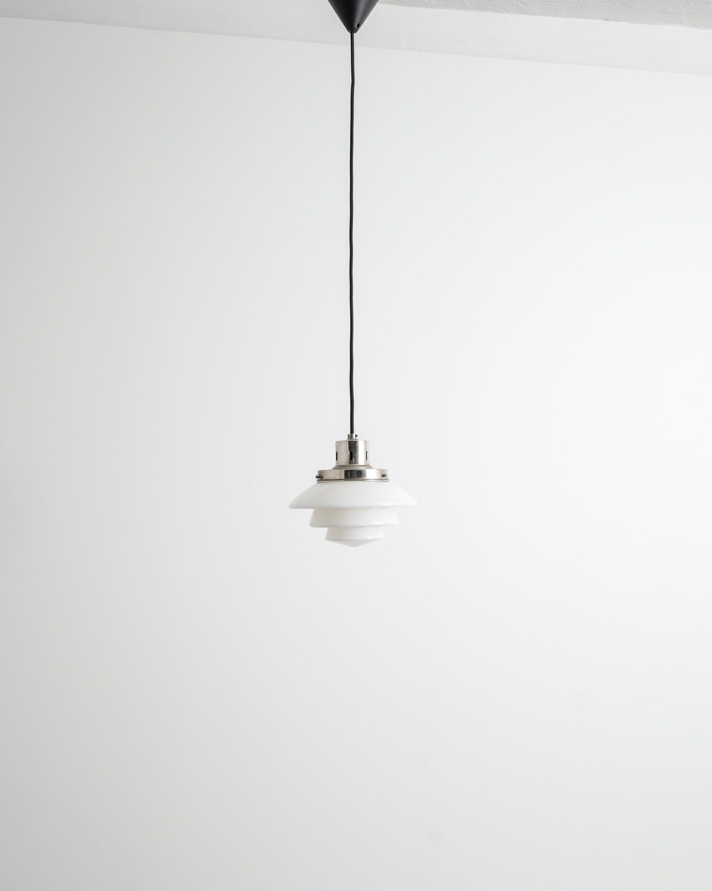 TAITO "1612" CHROME & GLASS PENDANT, 1940s