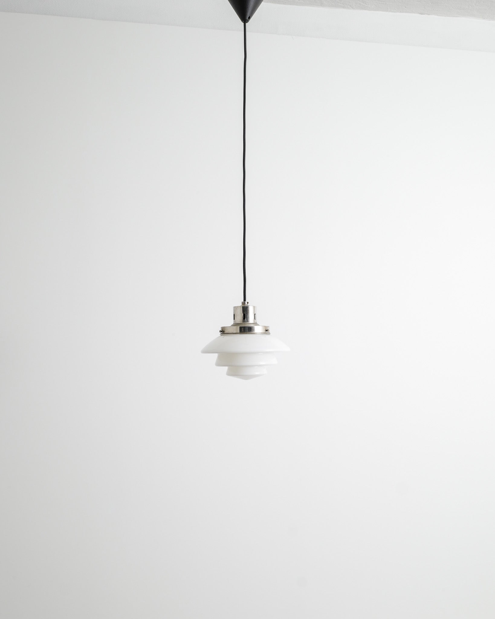 TAITO "1612" CHROME & GLASS PENDANT, 1940s